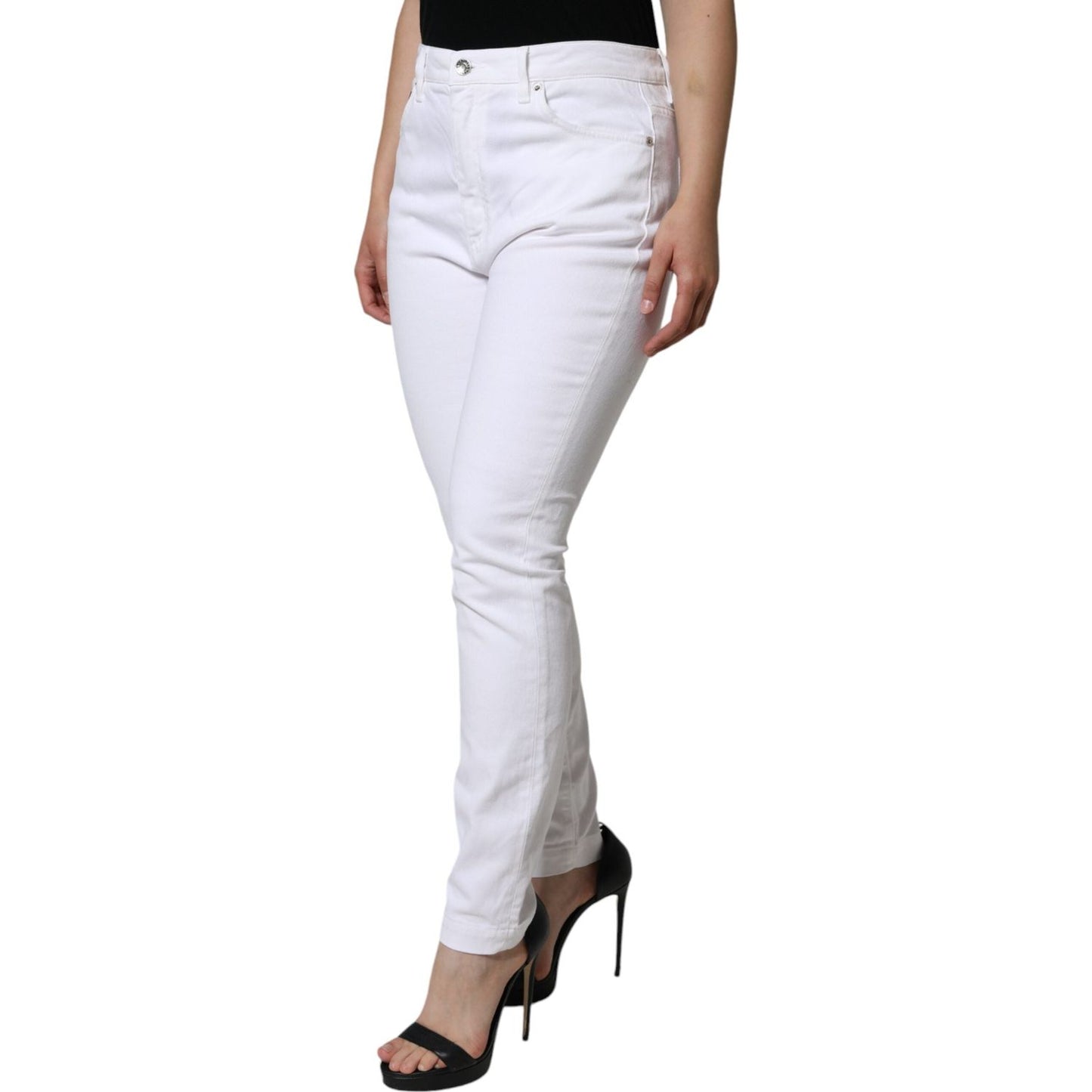 Dolce & Gabbana White Cotton Stretch AUDREY Skinny Jeans Dolce & Gabbana Light Gray