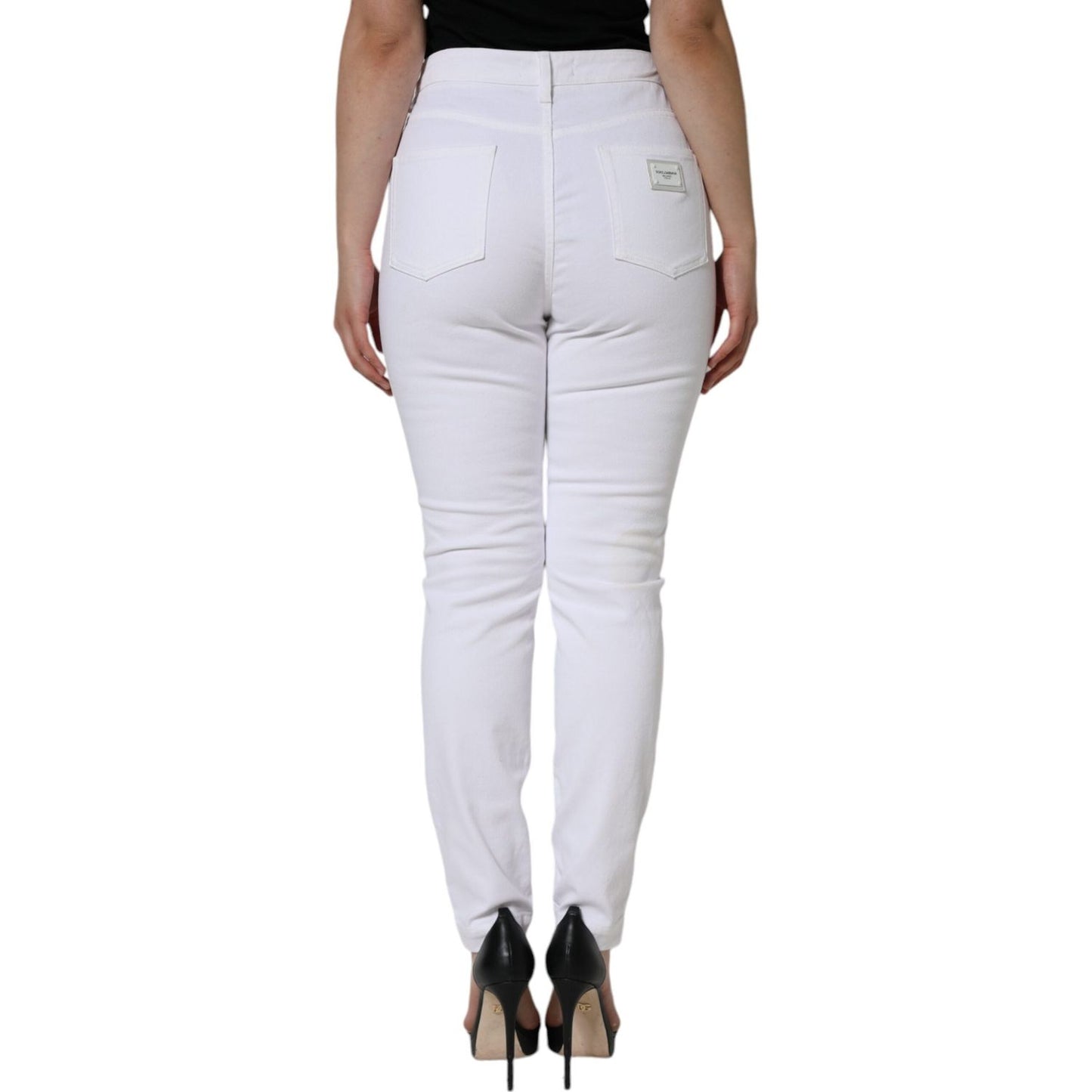 Dolce & Gabbana White Cotton Stretch AUDREY Skinny Jeans Dolce & Gabbana Light Gray