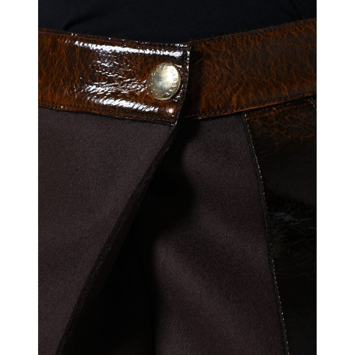 Dolce & Gabbana Brown Virgin Wool Mid Waist A-line Mini Skirt Dolce & Gabbana Black