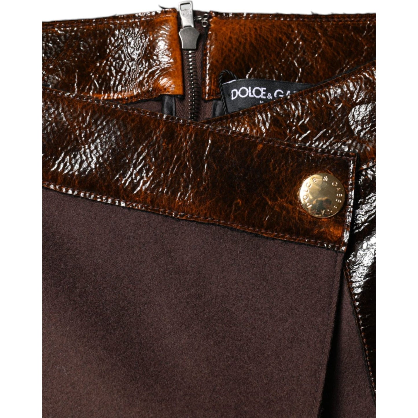 Dolce & Gabbana Brown Virgin Wool Mid Waist A-line Mini Skirt Dolce & Gabbana Dark Slate Gray
