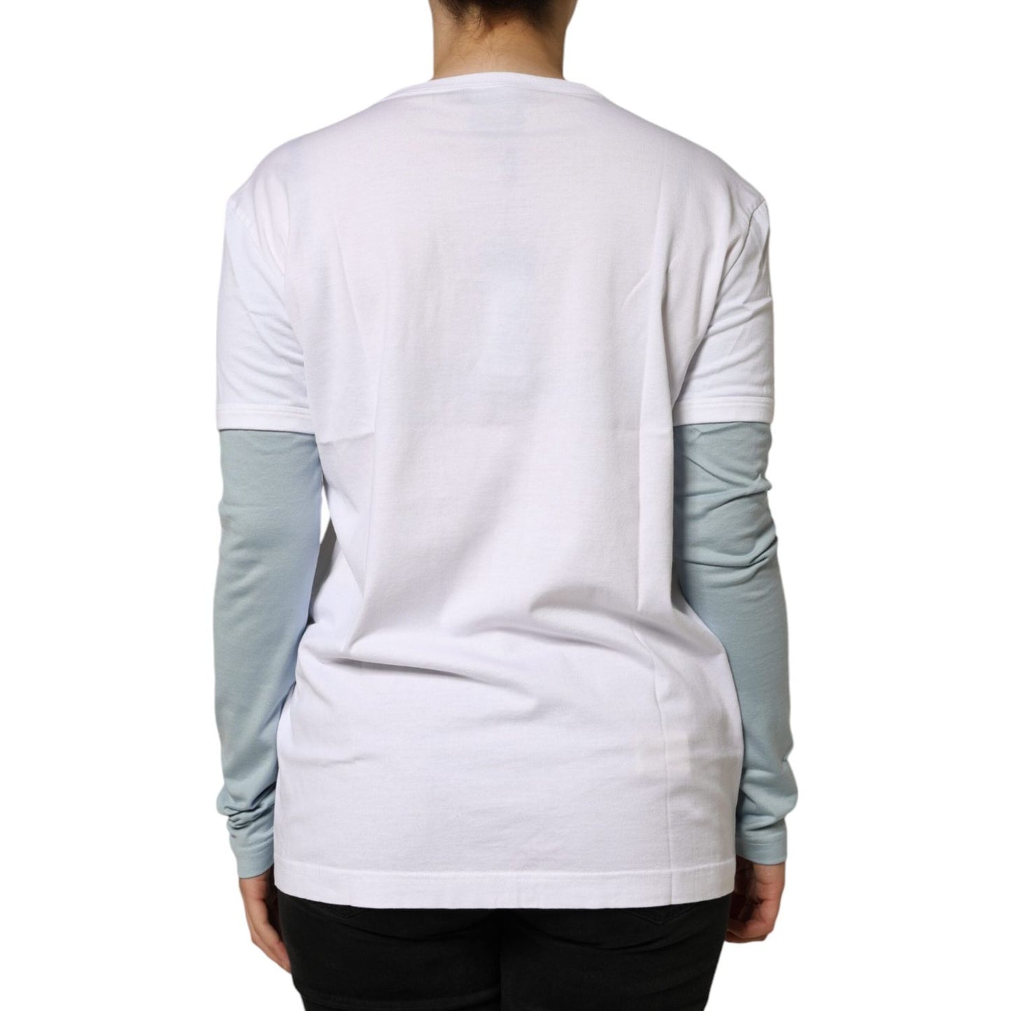Dolce & Gabbana White Cotton Logo Print Round Neck T-shirt Dolce & Gabbana Light Gray