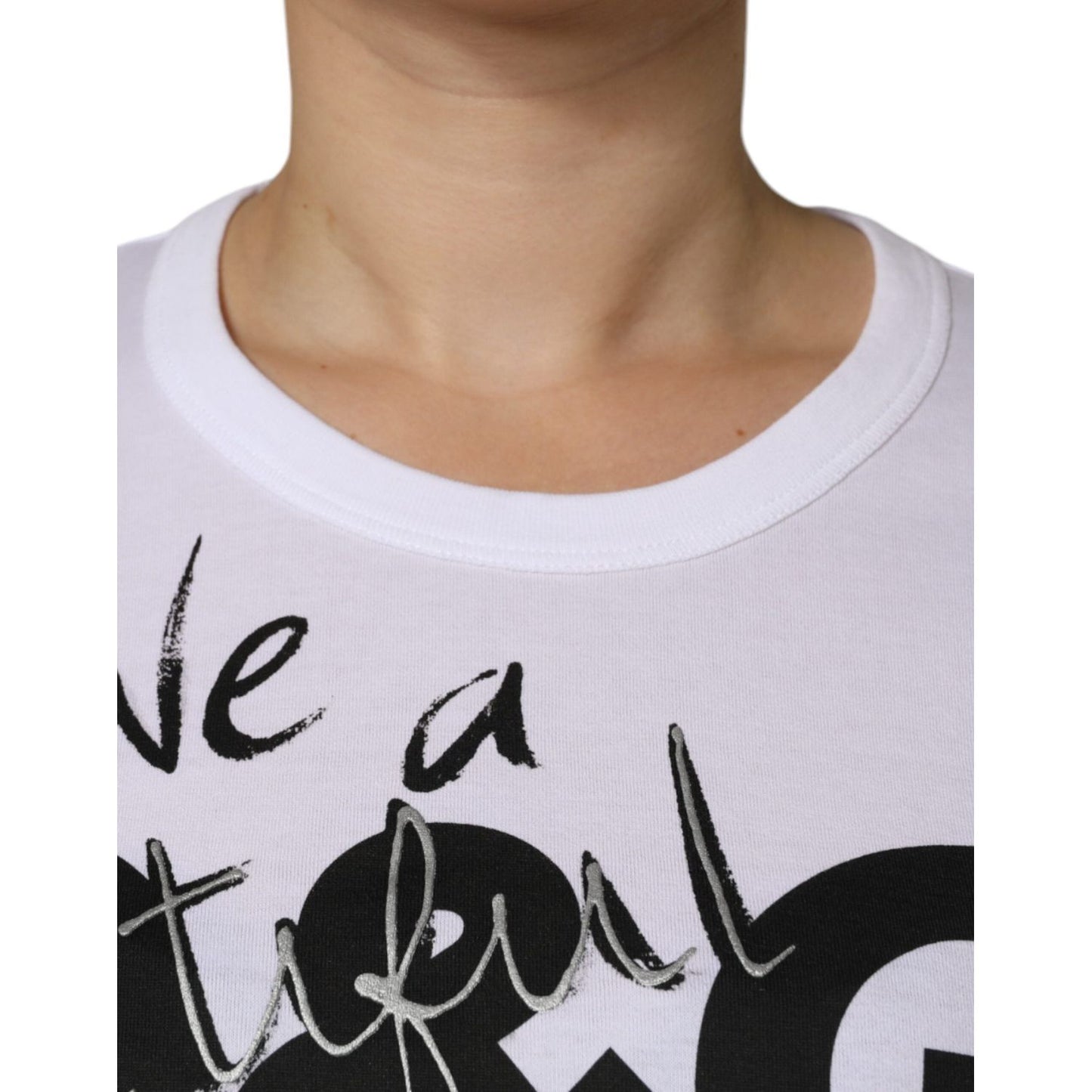 Dolce & Gabbana White Cotton Logo Print Round Neck T-shirt Dolce & Gabbana Gray