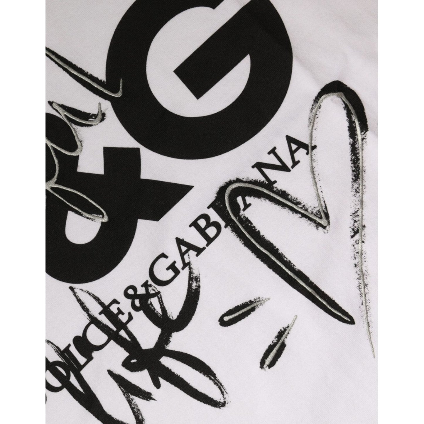 Dolce & Gabbana White Cotton Logo Print Round Neck T-shirt Dolce & Gabbana Black