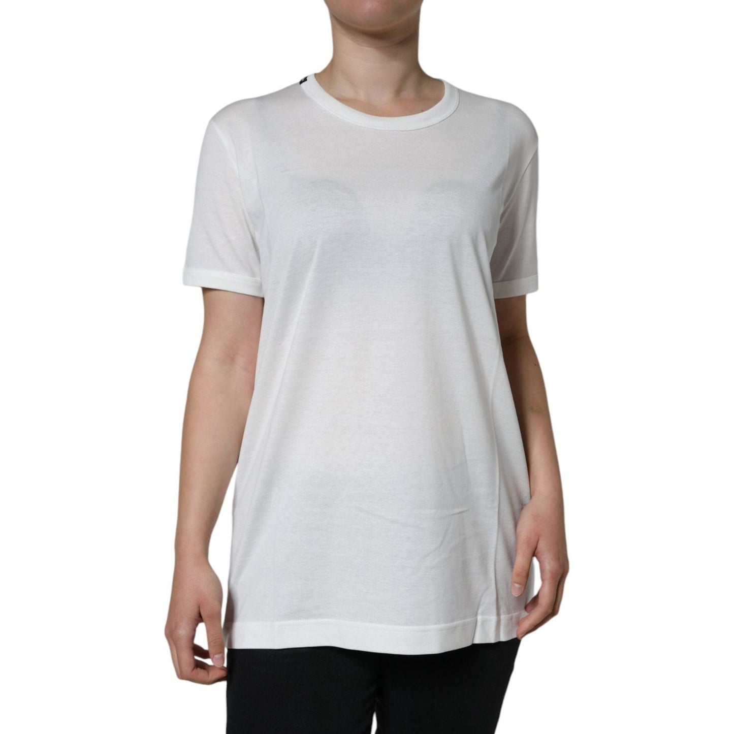 Dolce & Gabbana White Cotton Crew Neck Short Sleeve T-shirt Dolce & Gabbana Gray