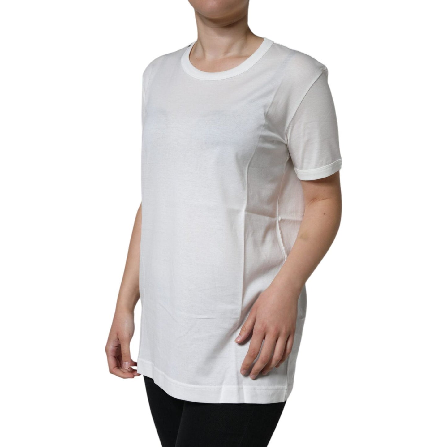 Dolce & Gabbana White Cotton Crew Neck Short Sleeve T-shirt Dolce & Gabbana Gray