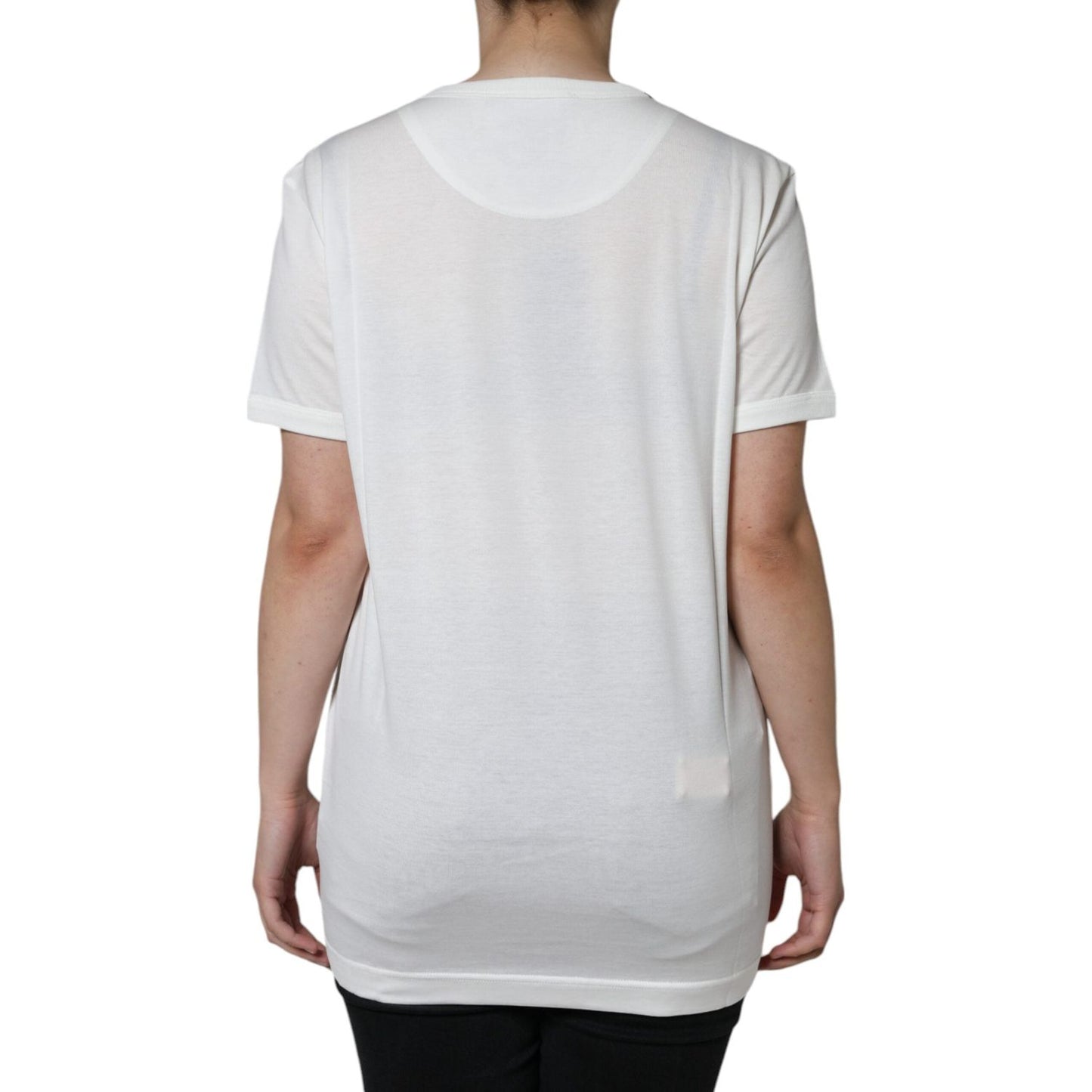 Dolce & Gabbana White Cotton Crew Neck Short Sleeve T-shirt Dolce & Gabbana Gray