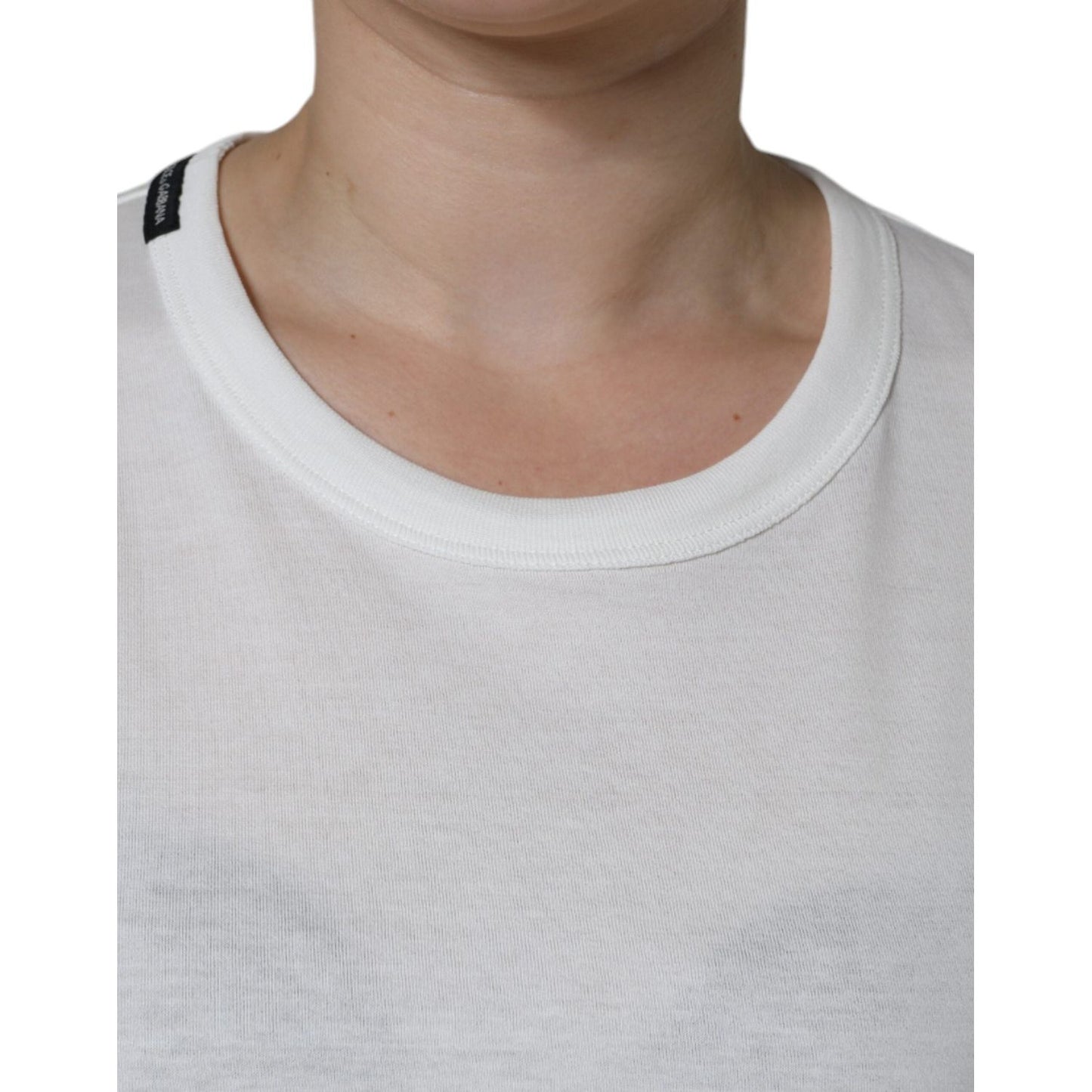 Dolce & Gabbana White Cotton Crew Neck Short Sleeve T-shirt Dolce & Gabbana Gray