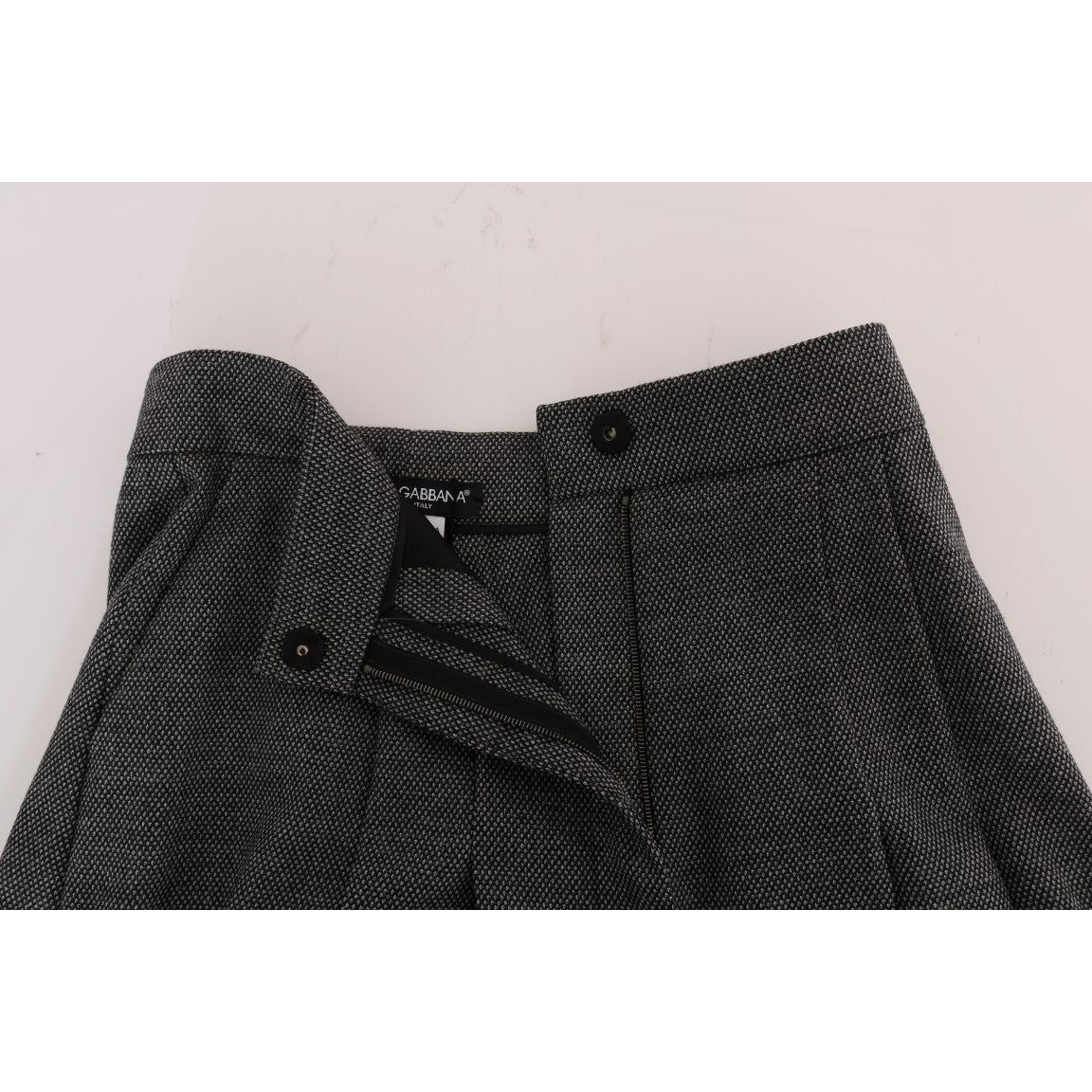 Dolce & Gabbana Chic High Waist Wool Mini Shorts Dolce & Gabbana Dark Slate Gray