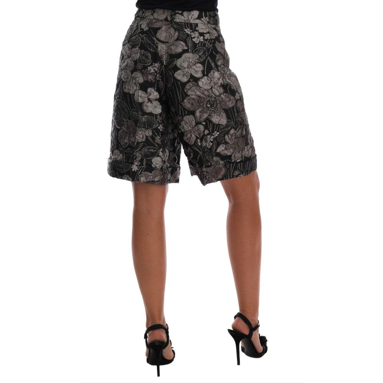 Dolce & Gabbana Elegant High-Waist Brocade Shorts Shorts Dolce & Gabbana Dark Slate Gray