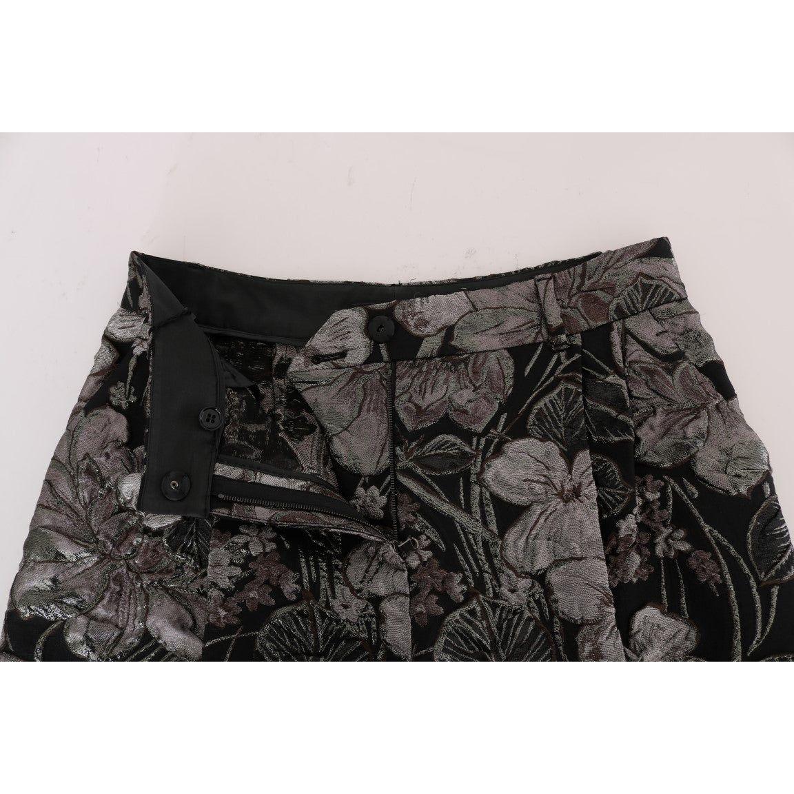 Dolce & Gabbana Elegant High-Waist Brocade Shorts Shorts Dolce & Gabbana Light Gray