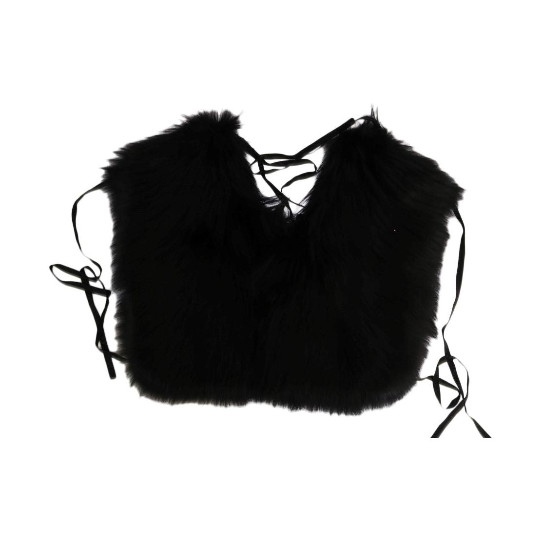 Dolce & Gabbana Elegant Black Silver Fox Fur Wrap Scarf Fur Scarves Dolce & Gabbana Black