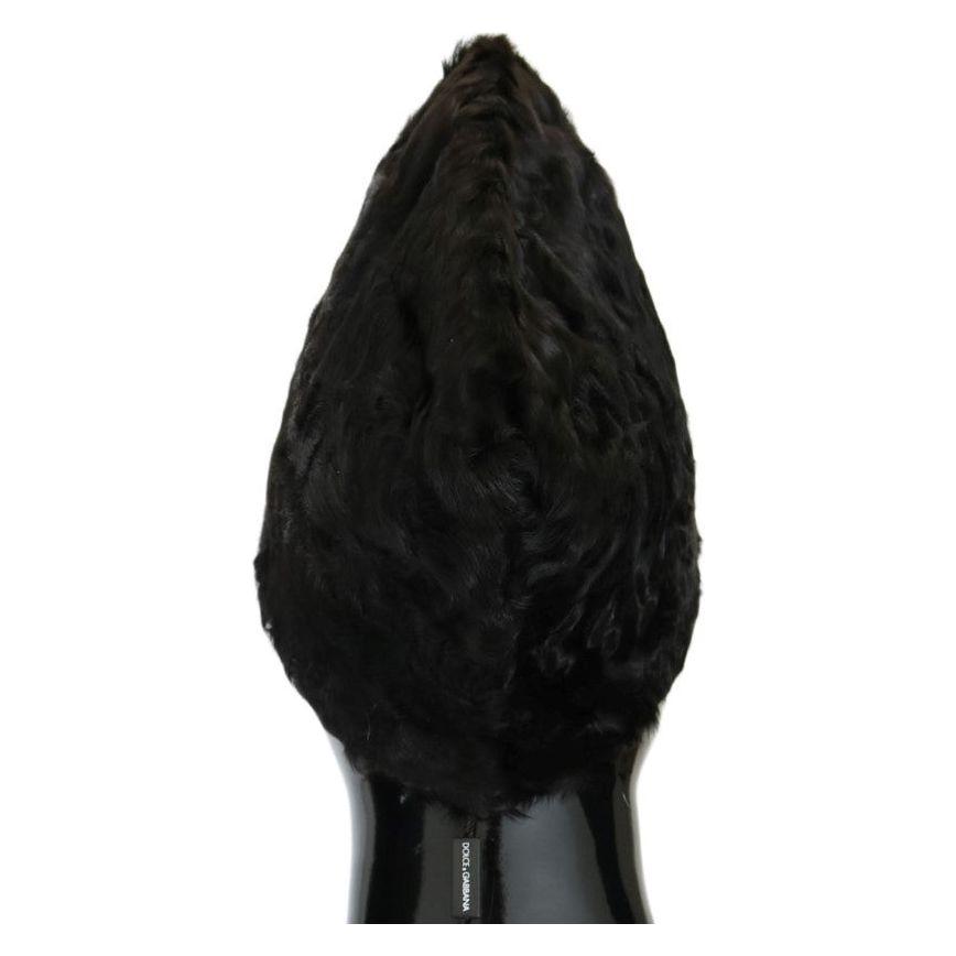 Dolce & Gabbana Elegant Black Xiangao Fur Beanie Hat Beanie Hat Dolce & Gabbana Black