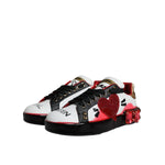 Dolce & Gabbana White Red Crystals Leather Portofino Sneakers Shoes LA12189-36.5