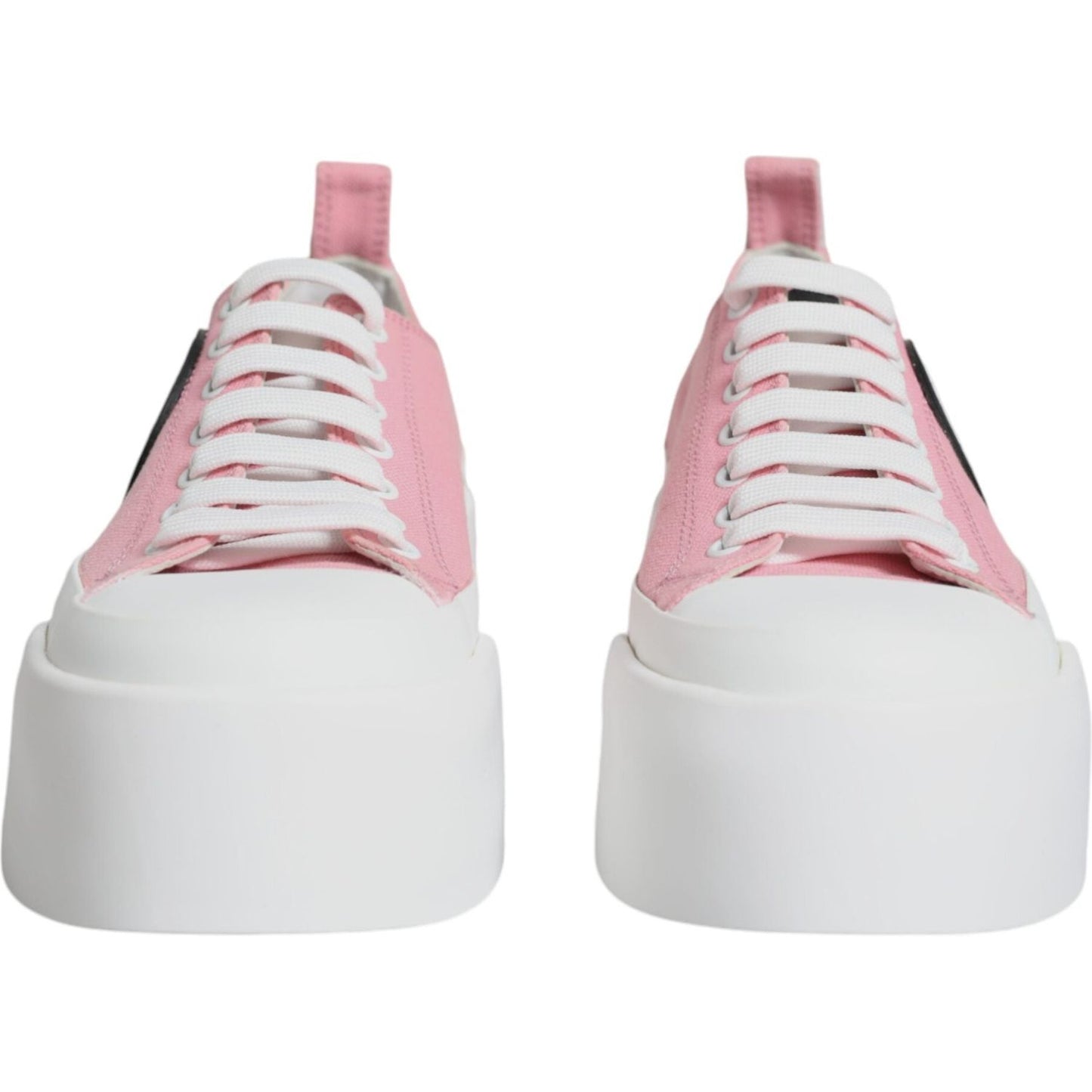 Dolce & Gabbana Pink White Canvas Logo Low Top Sneakers Shoes Dolce & Gabbana Light Gray
