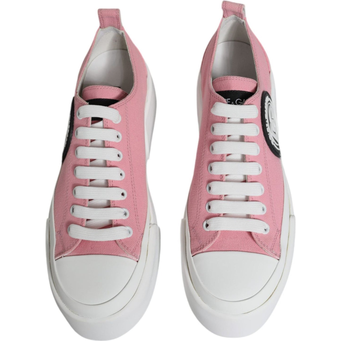 Dolce & Gabbana Pink White Canvas Logo Low Top Sneakers Shoes Dolce & Gabbana Gray