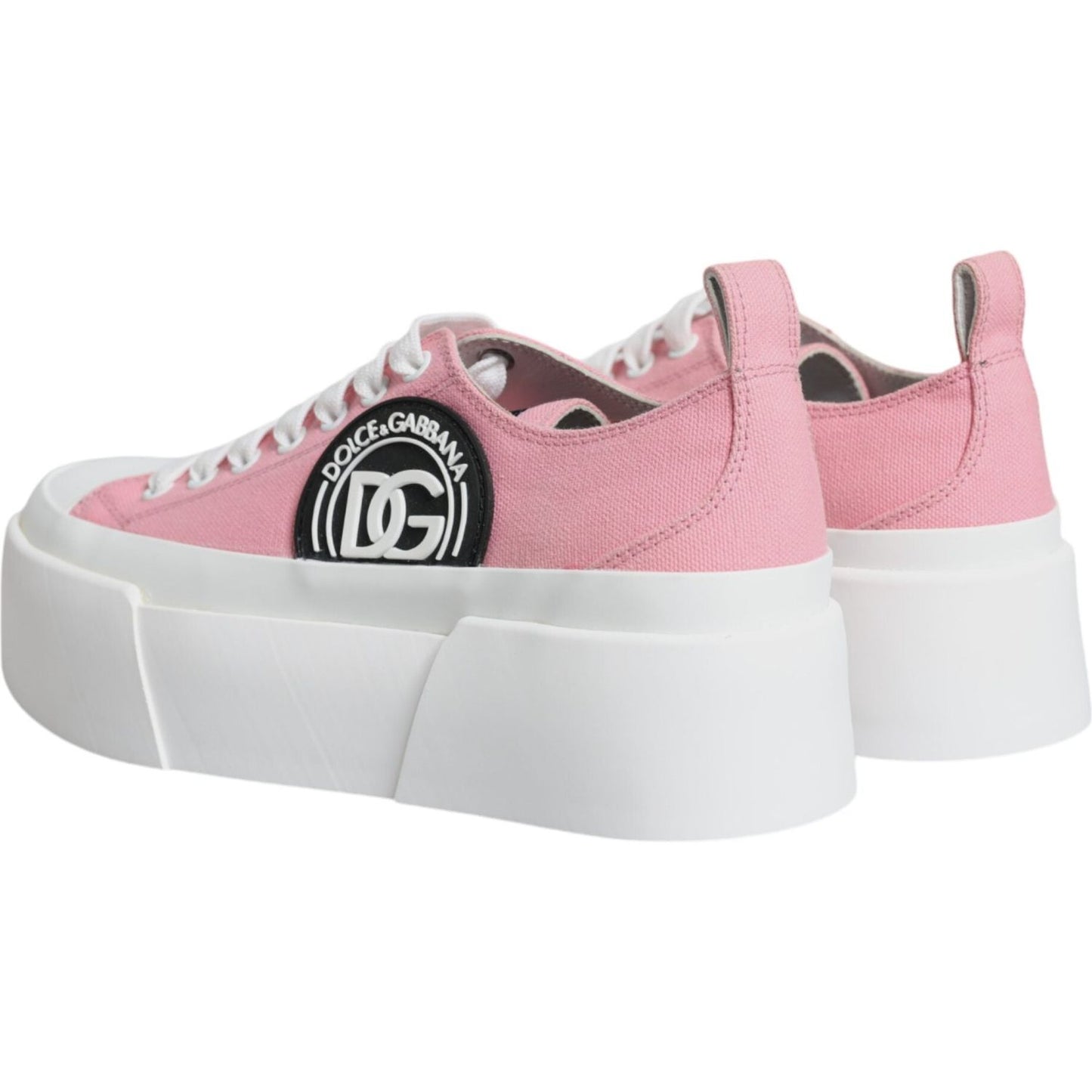 Dolce & Gabbana Pink White Canvas Logo Low Top Sneakers Shoes Dolce & Gabbana Thistle