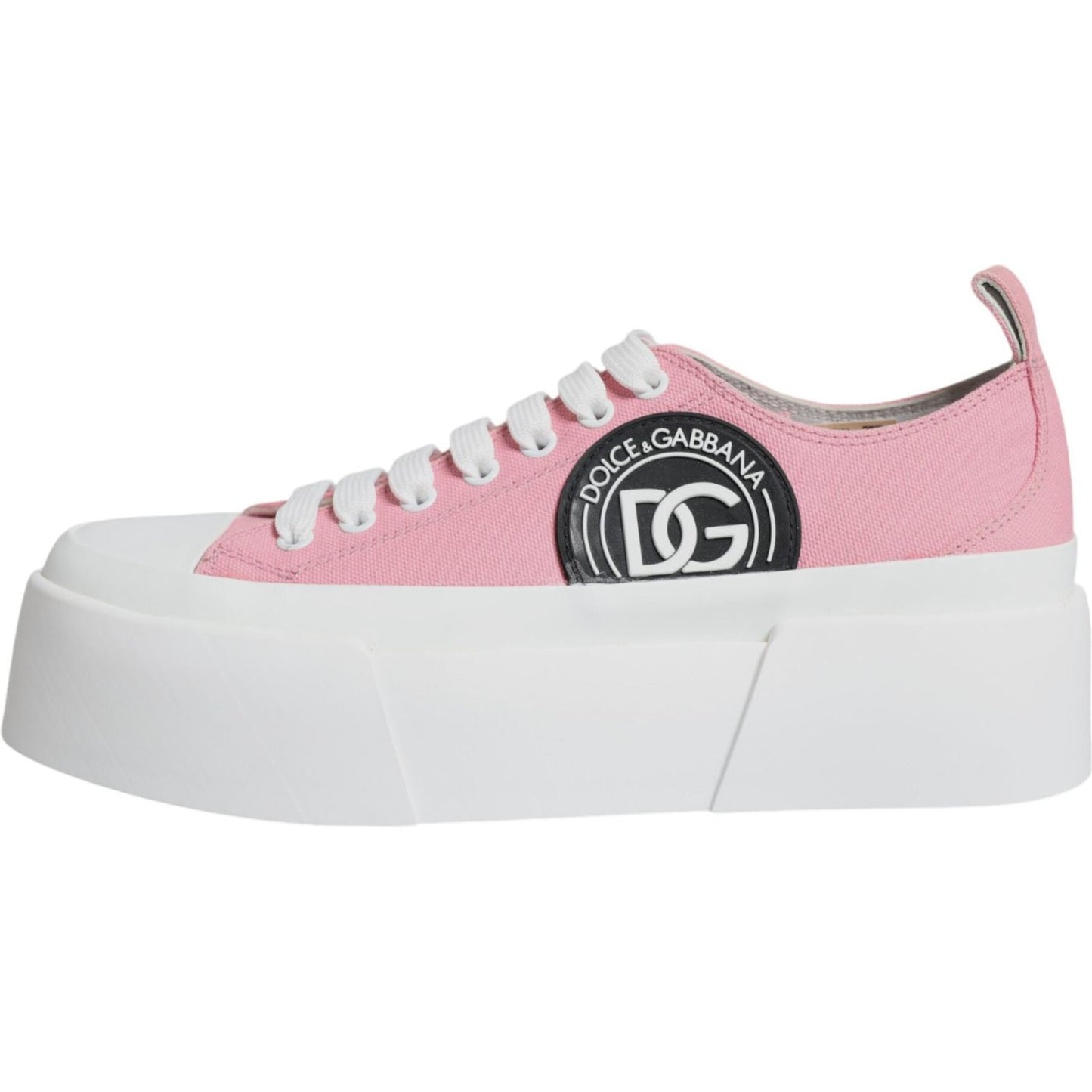 Dolce & Gabbana Pink White Canvas Logo Low Top Sneakers Shoes Dolce & Gabbana Light Gray