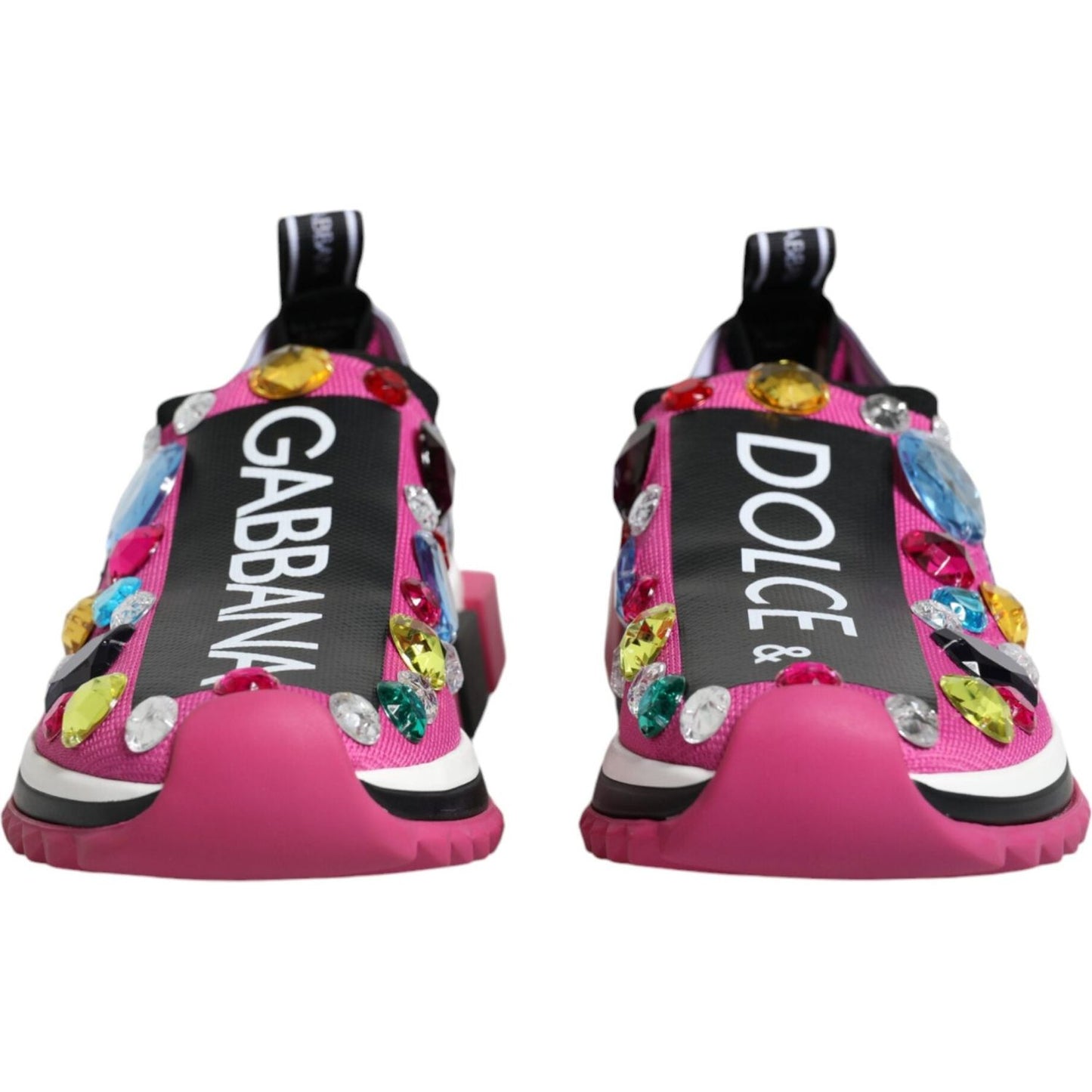 Dolce & Gabbana Pink Sorrento Crystals Low Top Sneakers Shoes Dolce & Gabbana Maroon