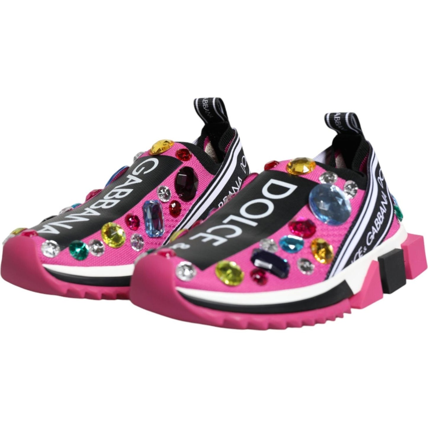 Dolce & Gabbana Pink Sorrento Crystals Low Top Sneakers Shoes Dolce & Gabbana Pale Violet Red