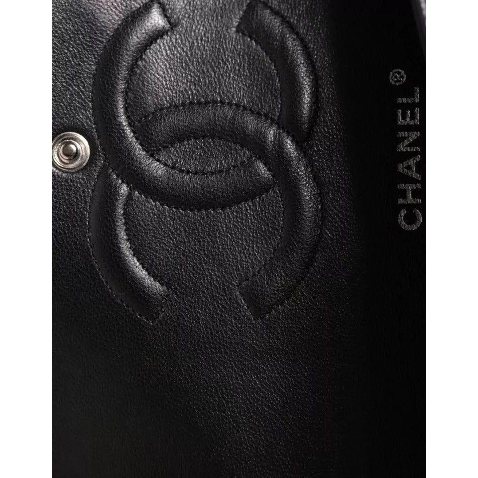 Chanel Black Caviar Medium Classic Double Flap Shoulder Quilted Silver Bag Chanel Black