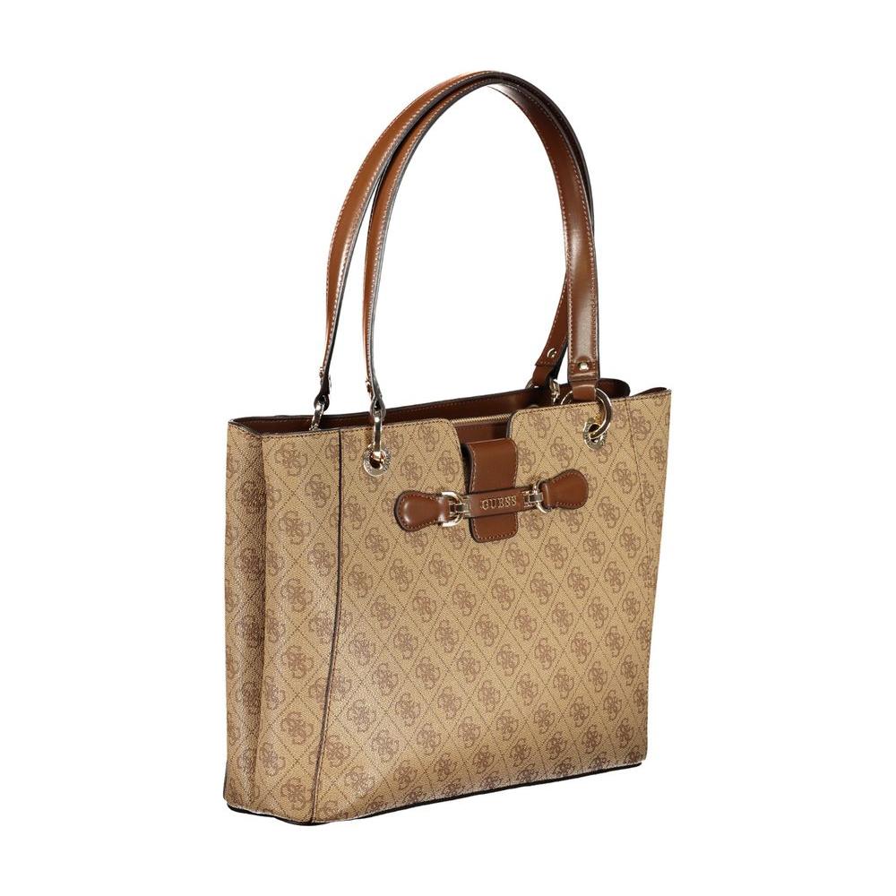 Guess Jeans Beige Polyethylene Handbag Guess Jeans Rosy Brown