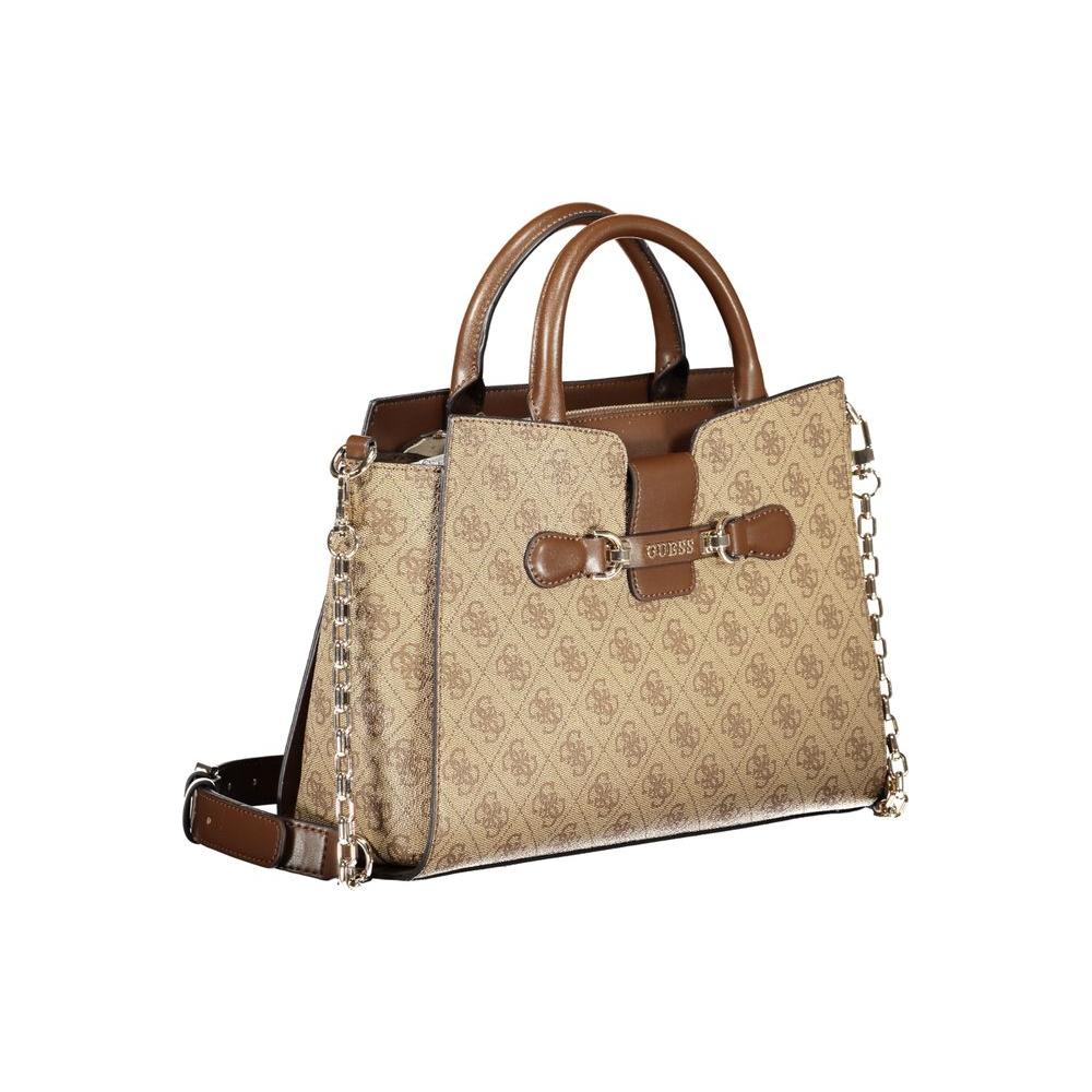 Guess Jeans Beige Polyethylene Handbag Guess Jeans Rosy Brown