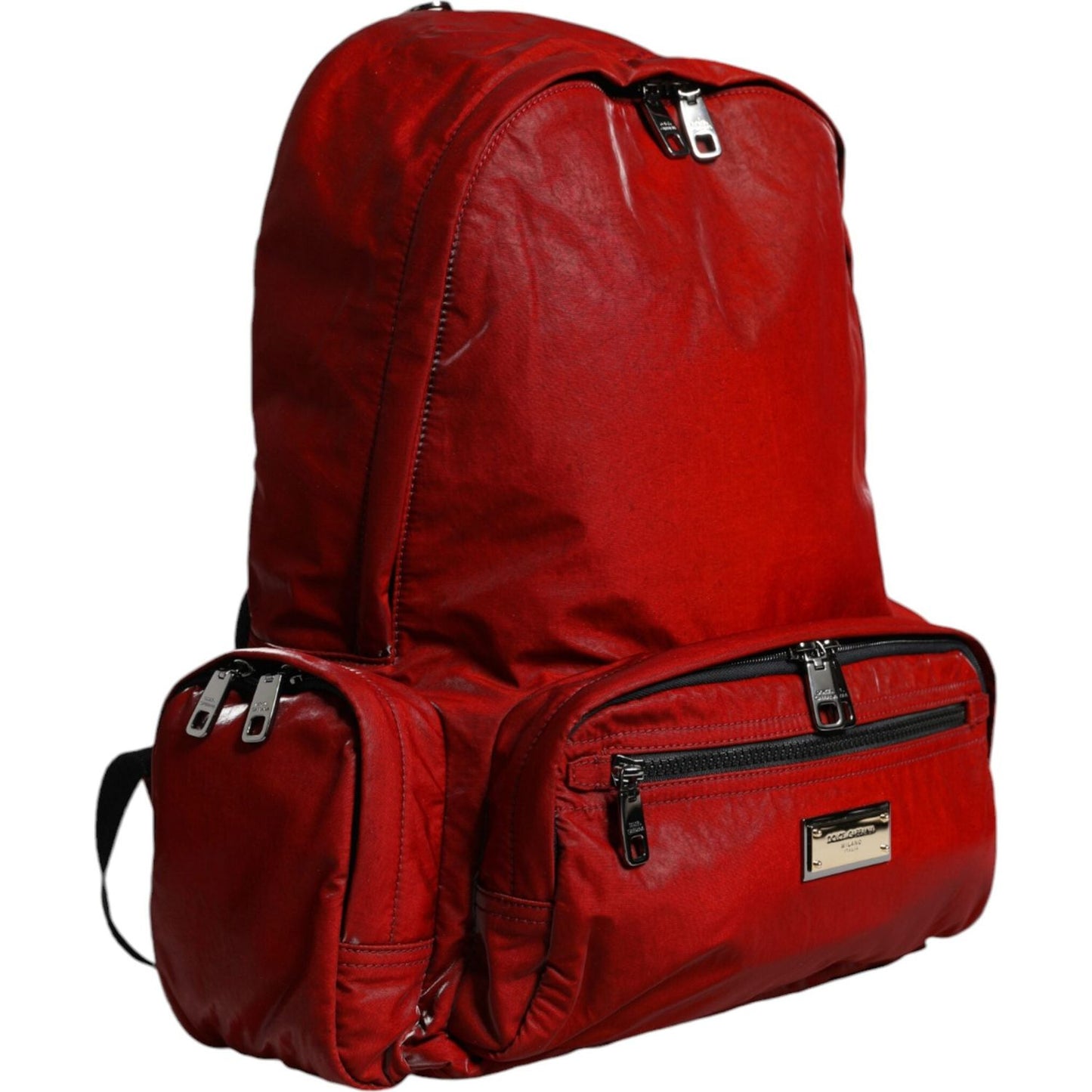 Dolce & Gabbana Red Patent Leather Logo Plaque Backpack Bag Dolce & Gabbana Dark Red