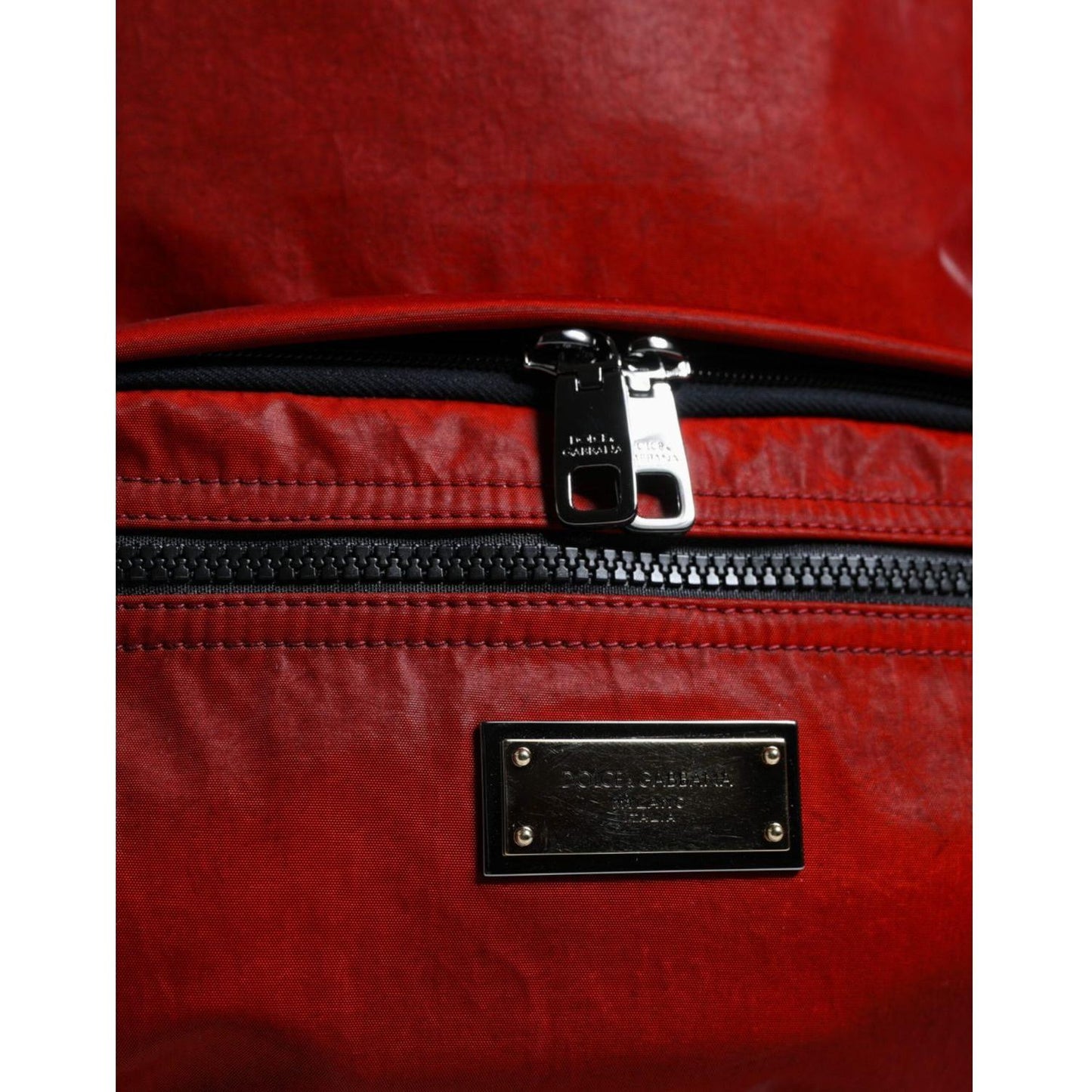 Dolce & Gabbana Red Patent Leather Logo Plaque Backpack Bag Dolce & Gabbana Dark Red