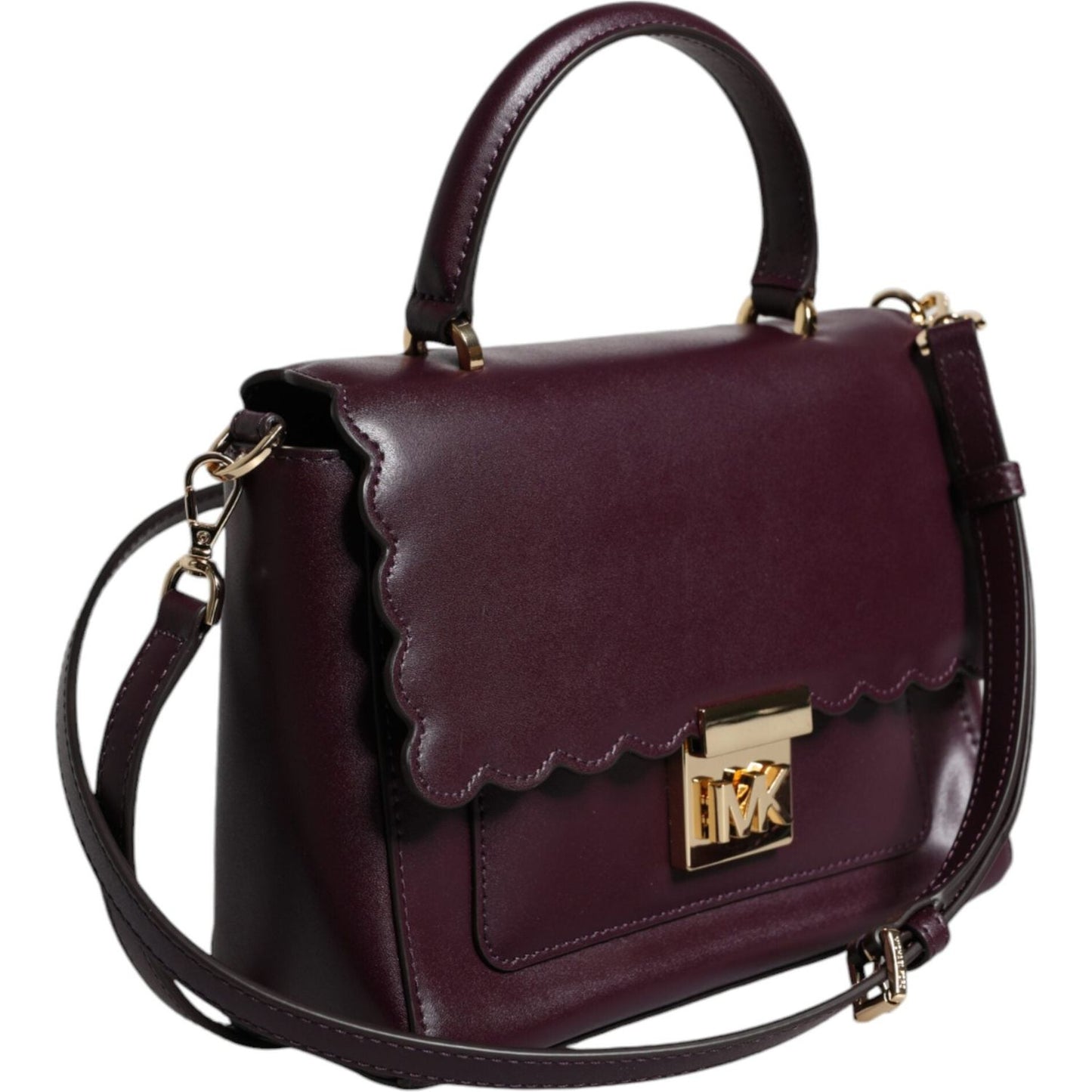Michael Kors Purple Leather Logo Plaque Crossbody MINDY Satchel Bag Michael Kors Dark Slate Gray