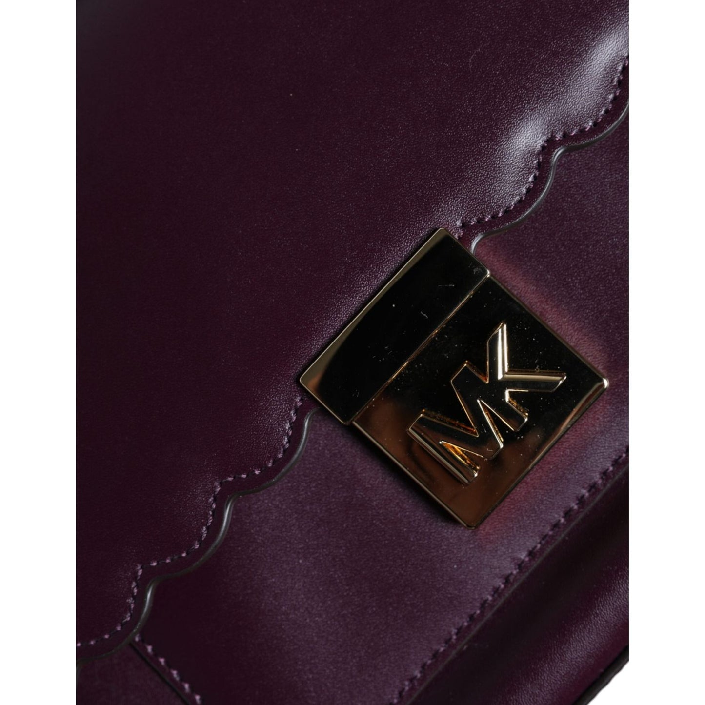 Michael Kors Purple Leather Logo Plaque Crossbody MINDY Satchel Bag Michael Kors Black