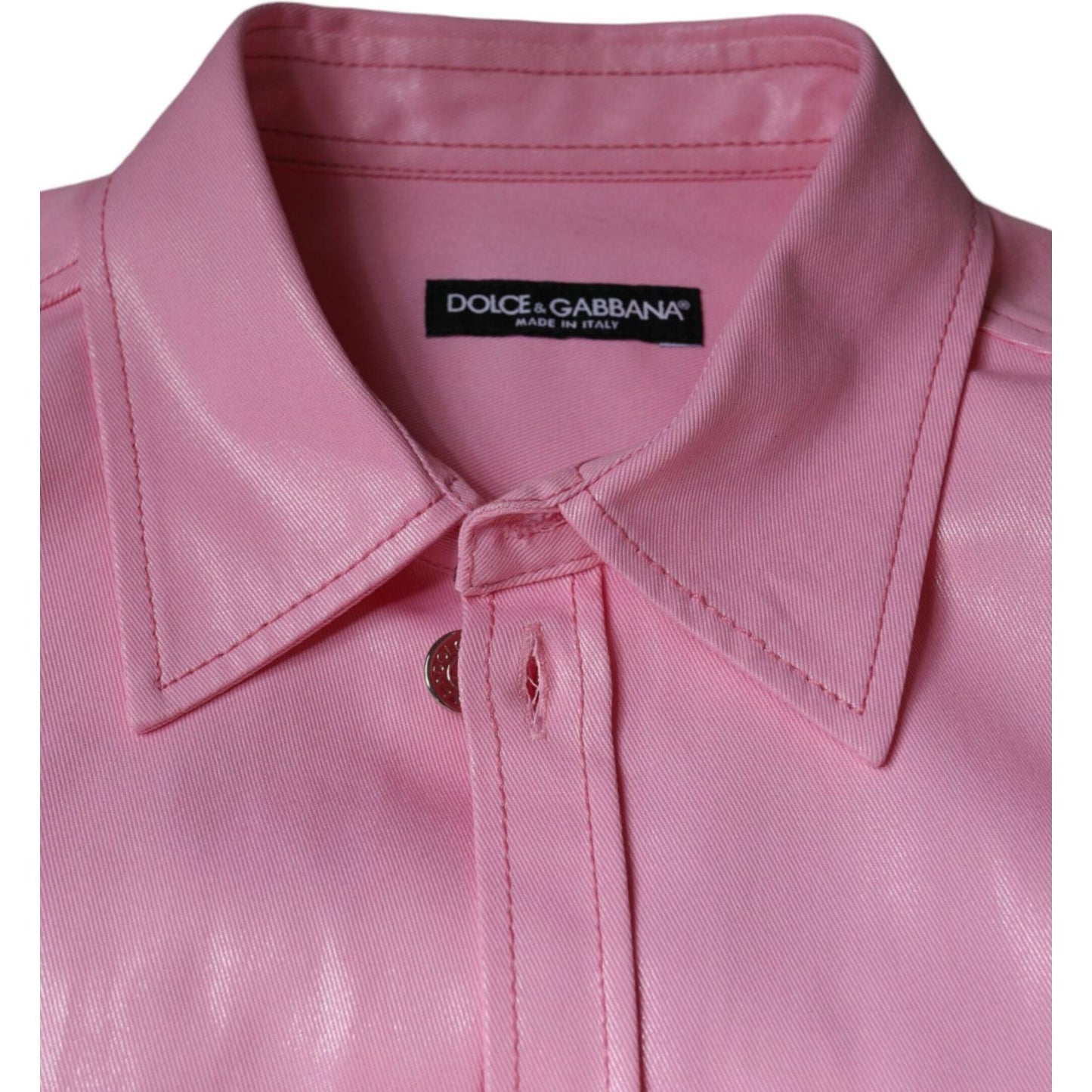Dolce & Gabbana Pink Cotton Collared Button Down Shirt TSH86584-40