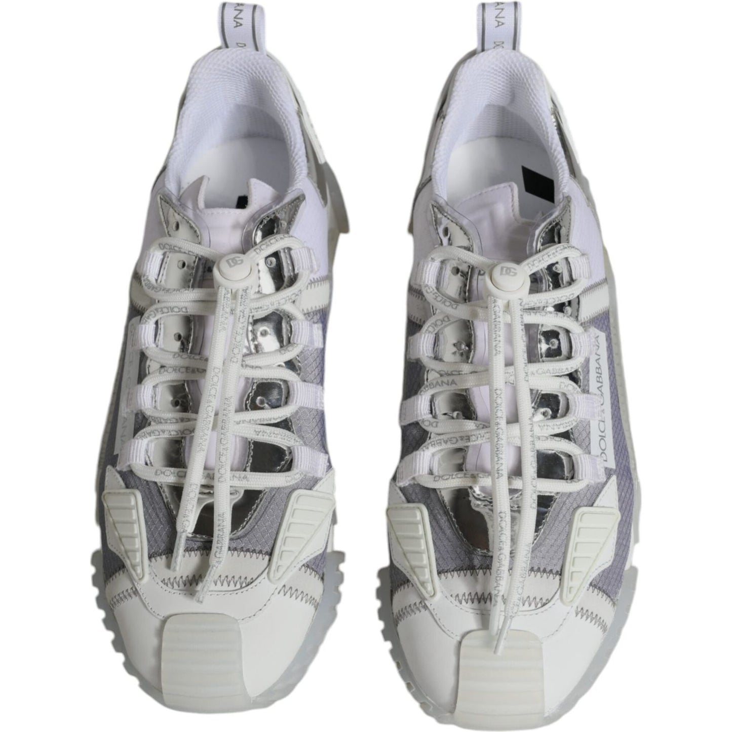 Dolce & Gabbana White Silver Low Top NS1 Sneakers Shoes Dolce & Gabbana Gray