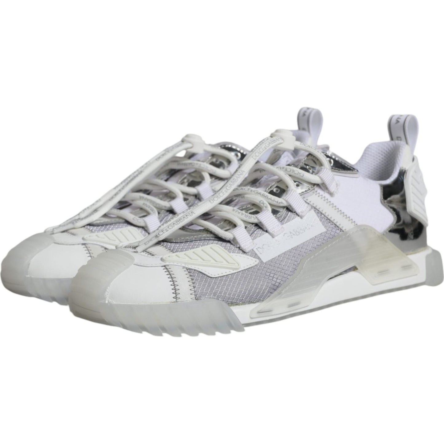 Dolce & Gabbana White Silver Low Top NS1 Sneakers Shoes Dolce & Gabbana Gray