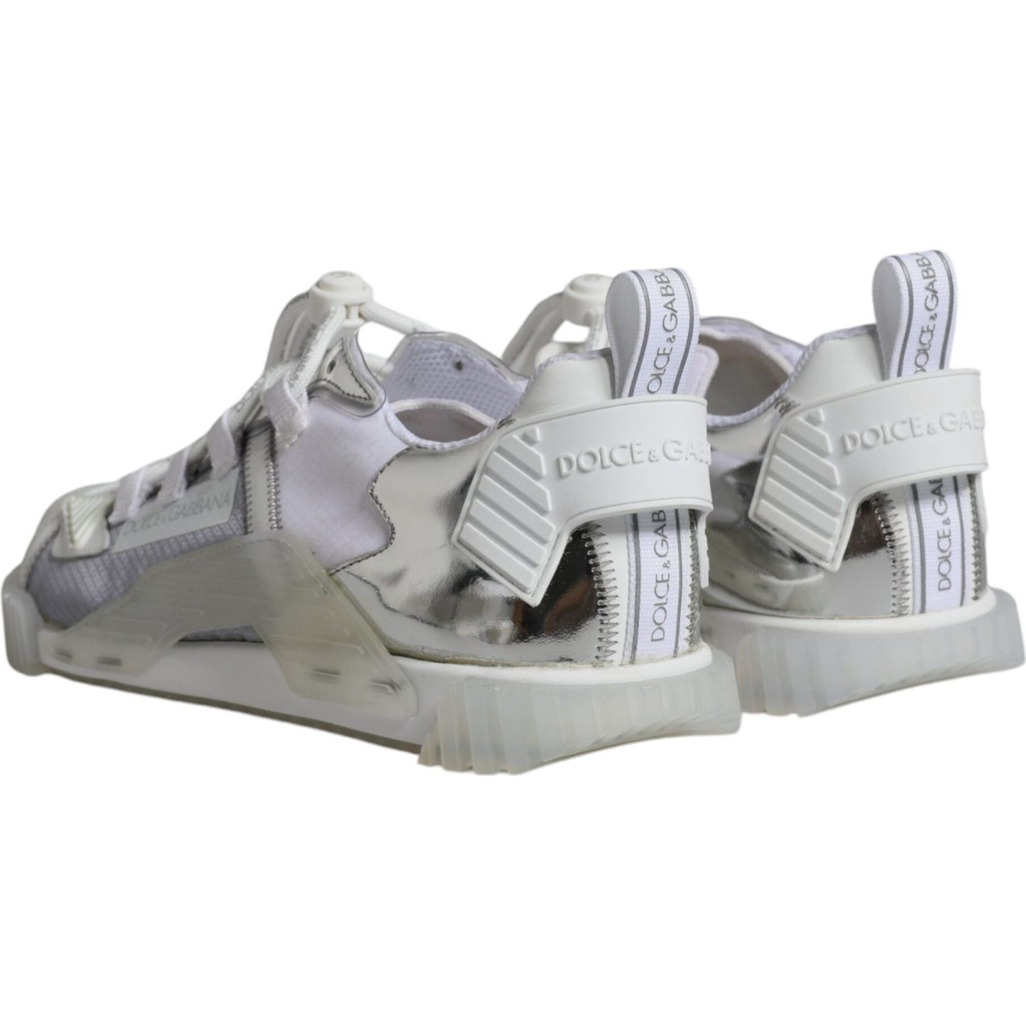 Dolce & Gabbana White Silver Low Top NS1 Sneakers Shoes Dolce & Gabbana Dark Gray