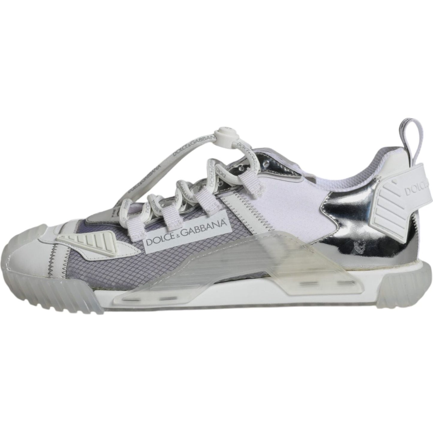 Dolce & Gabbana White Silver Low Top NS1 Sneakers Shoes Dolce & Gabbana Gray