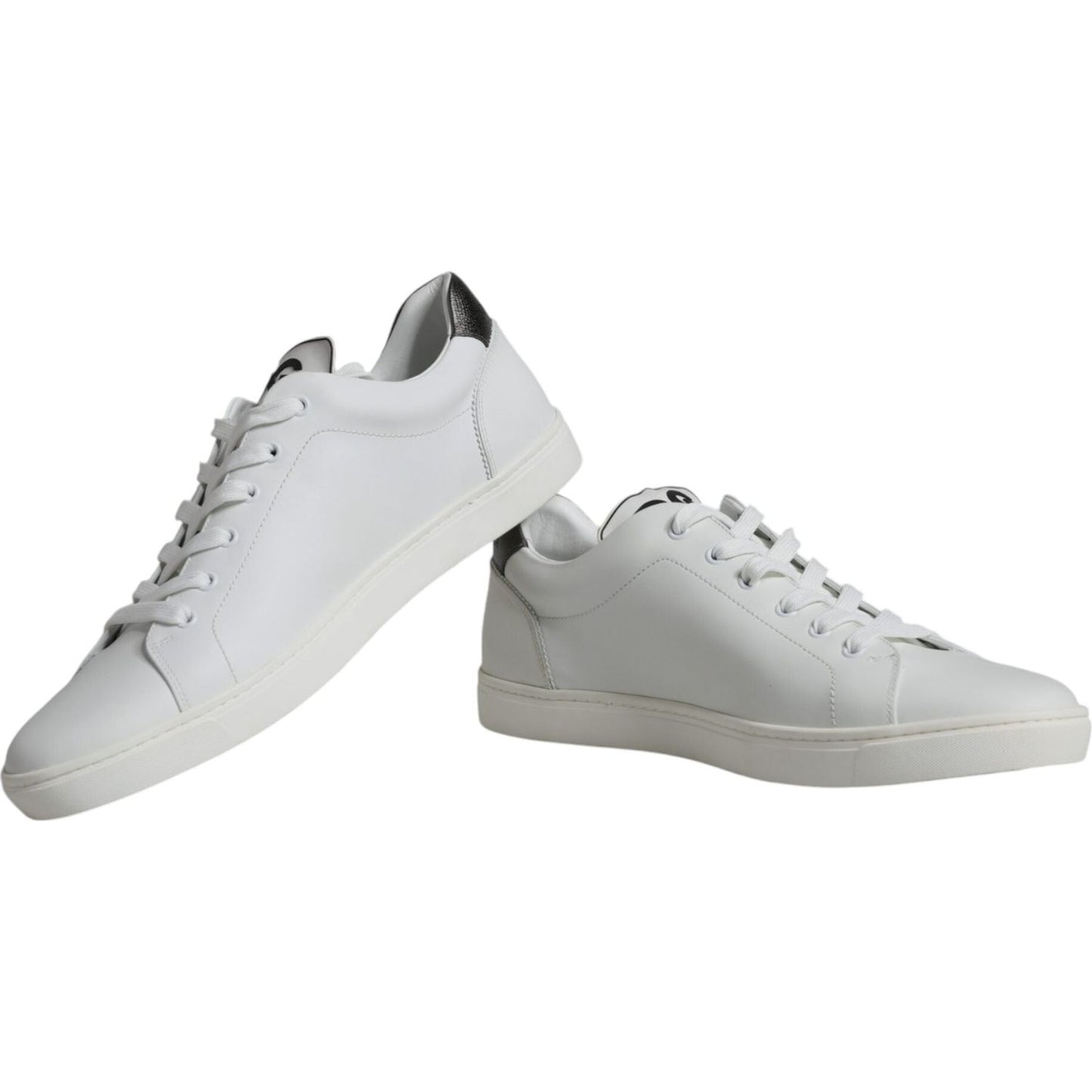 Dolce & Gabbana White Silver Sacred Heart Men Sneakers Shoes Dolce & Gabbana Gray