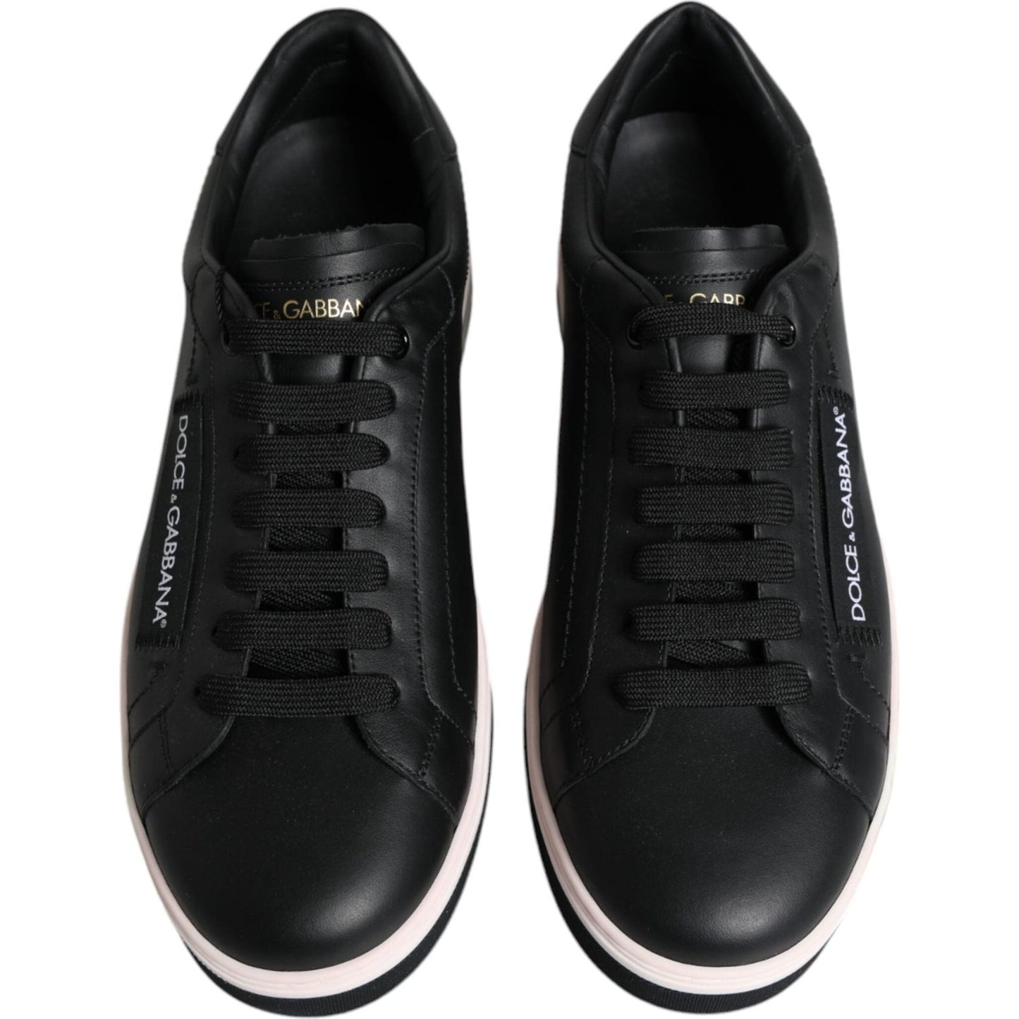 Dolce & Gabbana Black Leather Low Top Men Sneakers Shoes Dolce & Gabbana Black