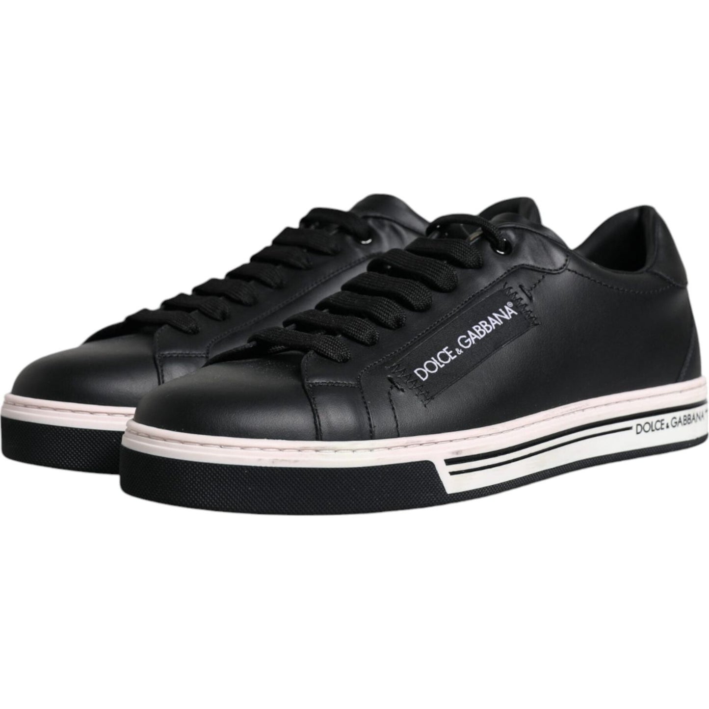 Dolce & Gabbana Black Leather Low Top Men Sneakers Shoes Dolce & Gabbana Dark Slate Gray