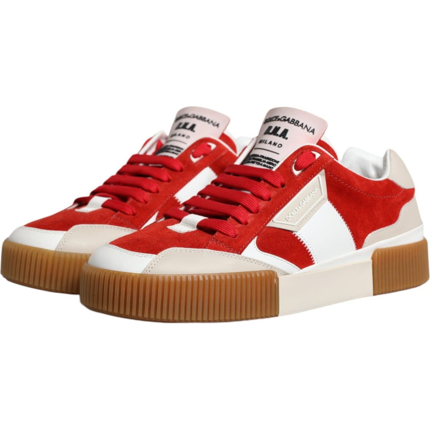 Dolce & Gabbana Multicolor Miami Leather Low Top Sneakers Shoes Dolce & Gabbana Light Gray