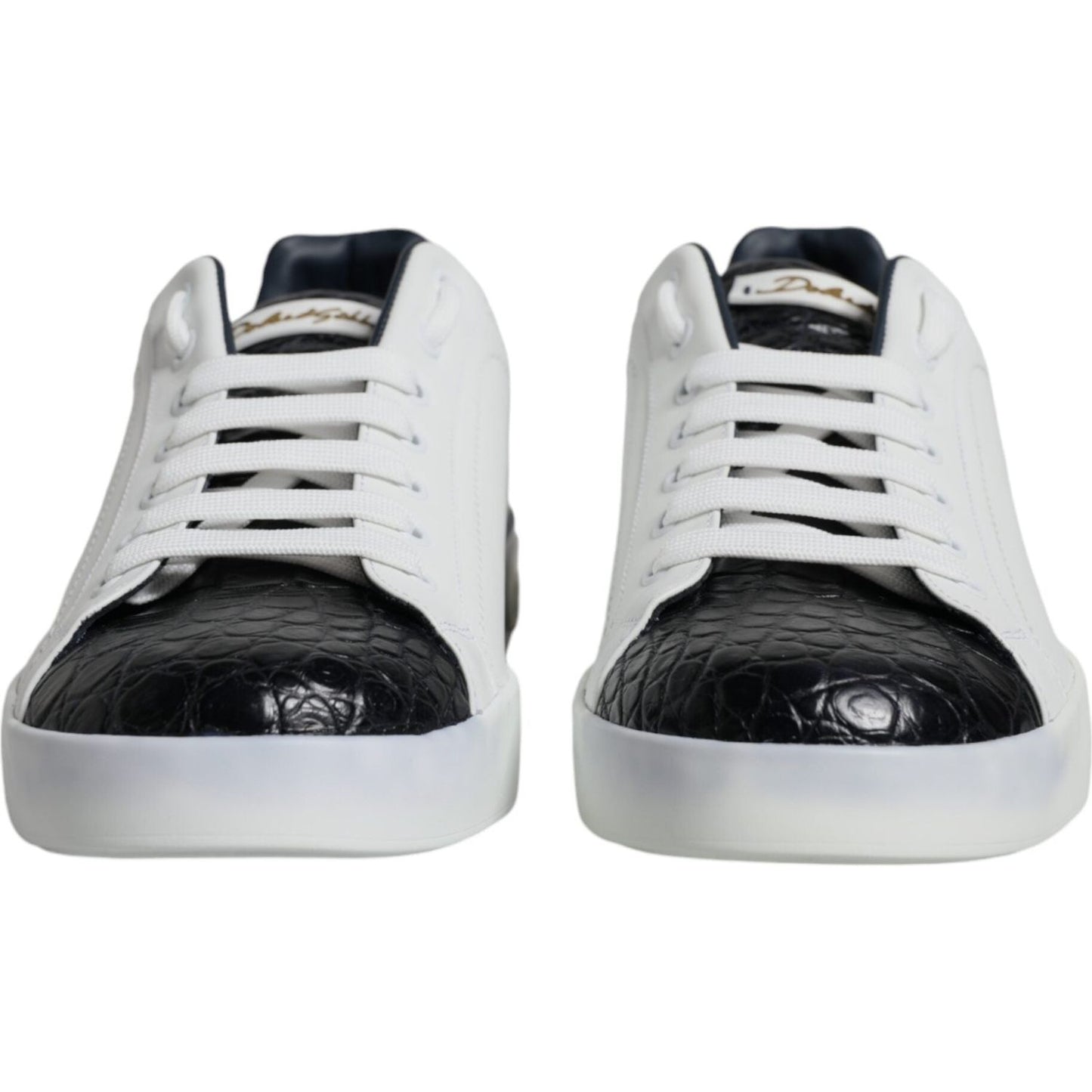 Dolce & Gabbana White Leather Logo Portofino Sneaker Shoes Dolce & Gabbana Light Gray