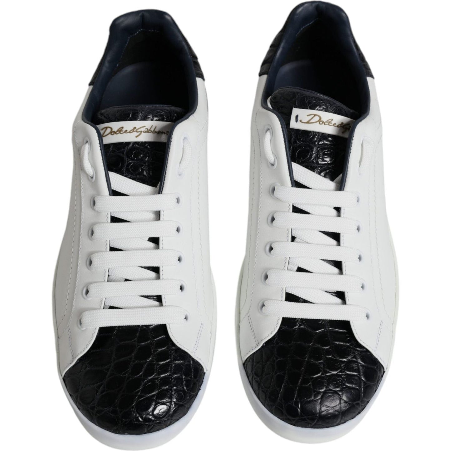 Dolce & Gabbana White Leather Logo Portofino Sneaker Shoes Dolce & Gabbana Black