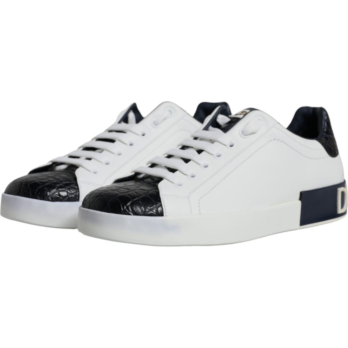 Dolce & Gabbana White Leather Logo Portofino Sneaker Shoes Dolce & Gabbana Light Gray