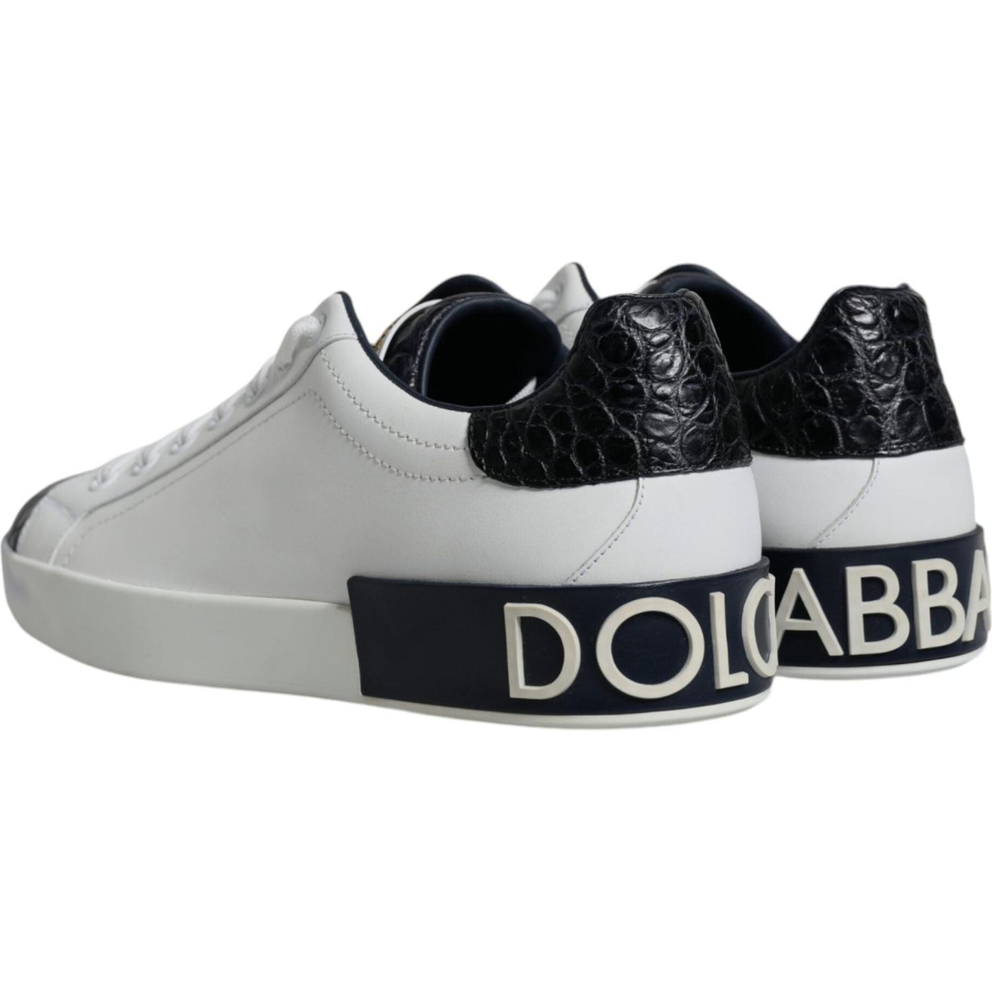Dolce & Gabbana White Leather Logo Portofino Sneaker Shoes Dolce & Gabbana Dark Gray