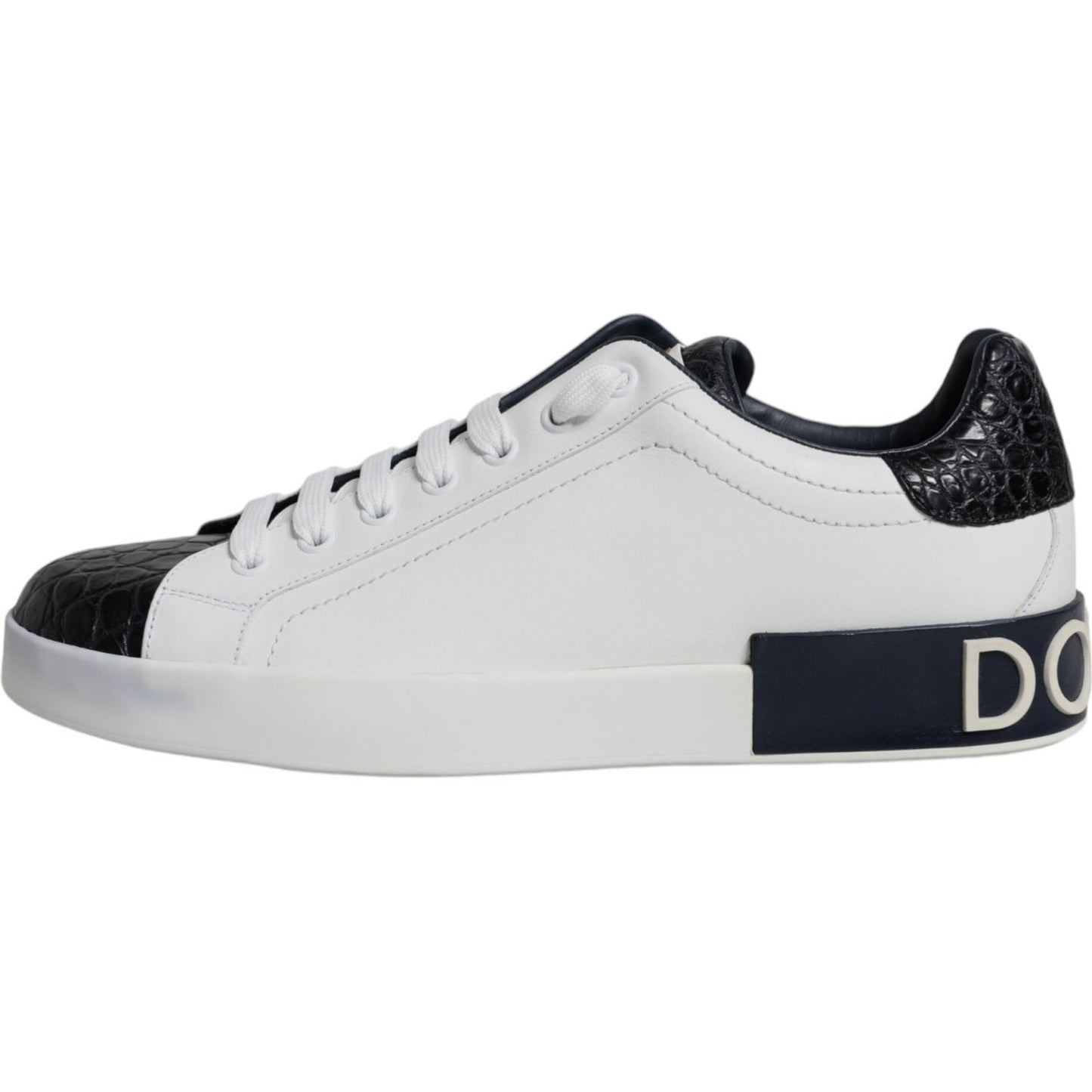 Dolce & Gabbana White Leather Logo Portofino Sneaker Shoes Dolce & Gabbana Light Gray