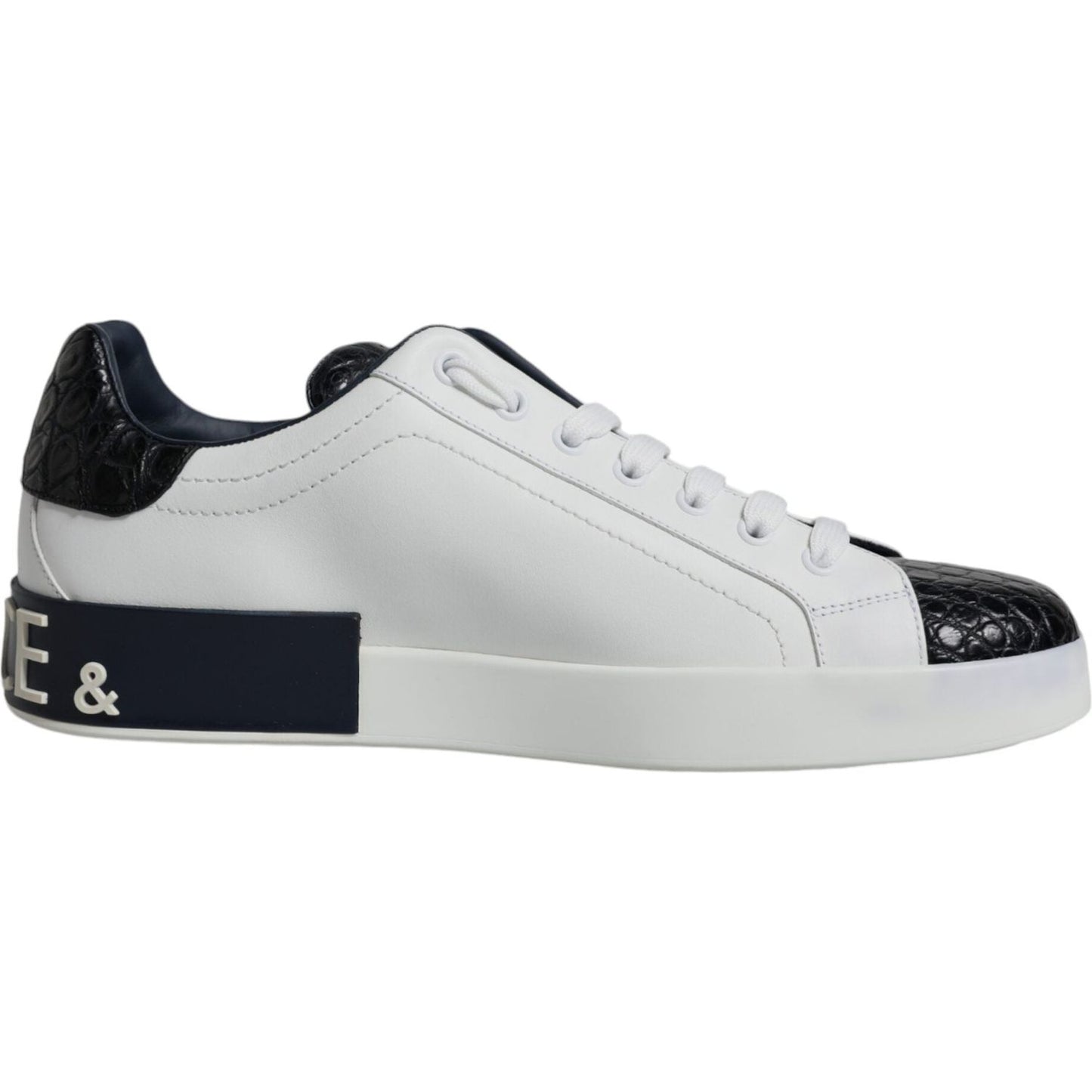 Dolce & Gabbana White Leather Logo Portofino Sneaker Shoes Dolce & Gabbana Gray