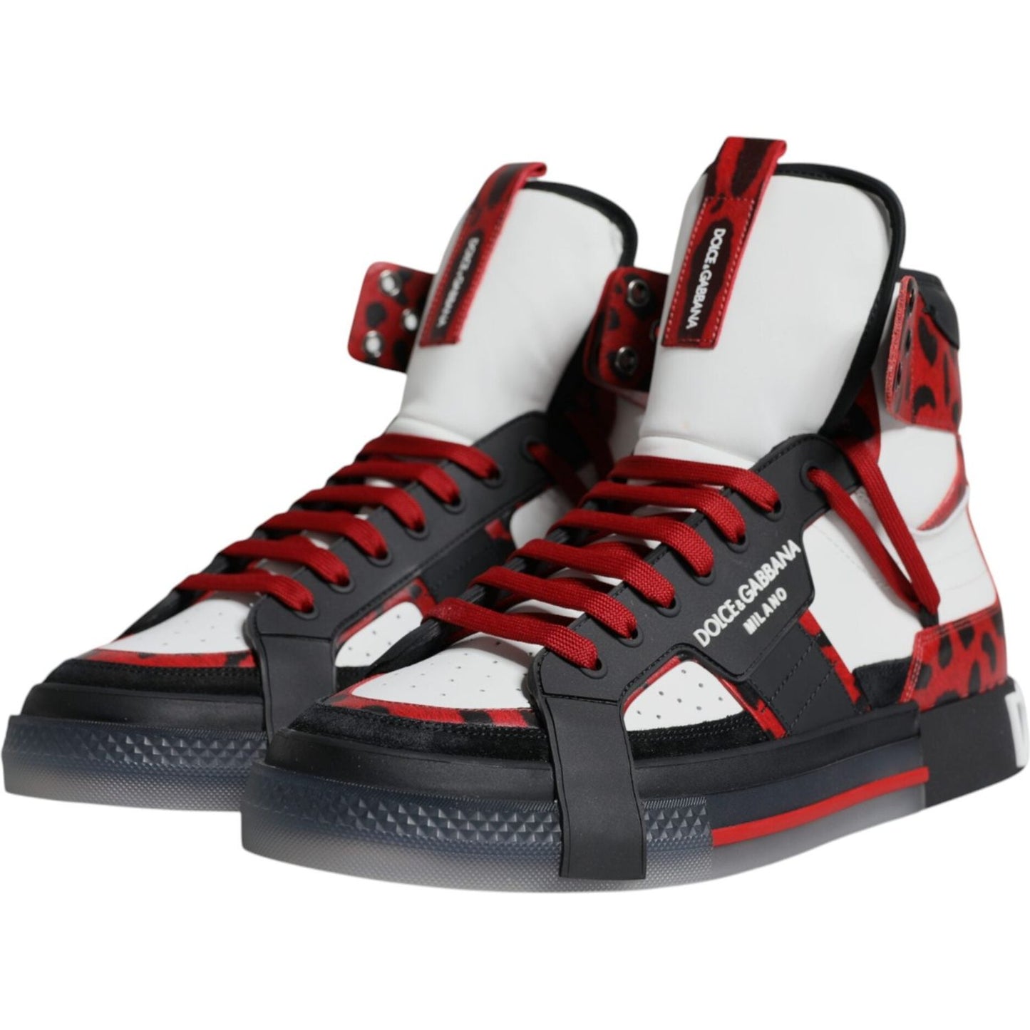 Dolce & Gabbana Multicolor Leather High Top Sneakers Shoes Dolce & Gabbana Light Gray