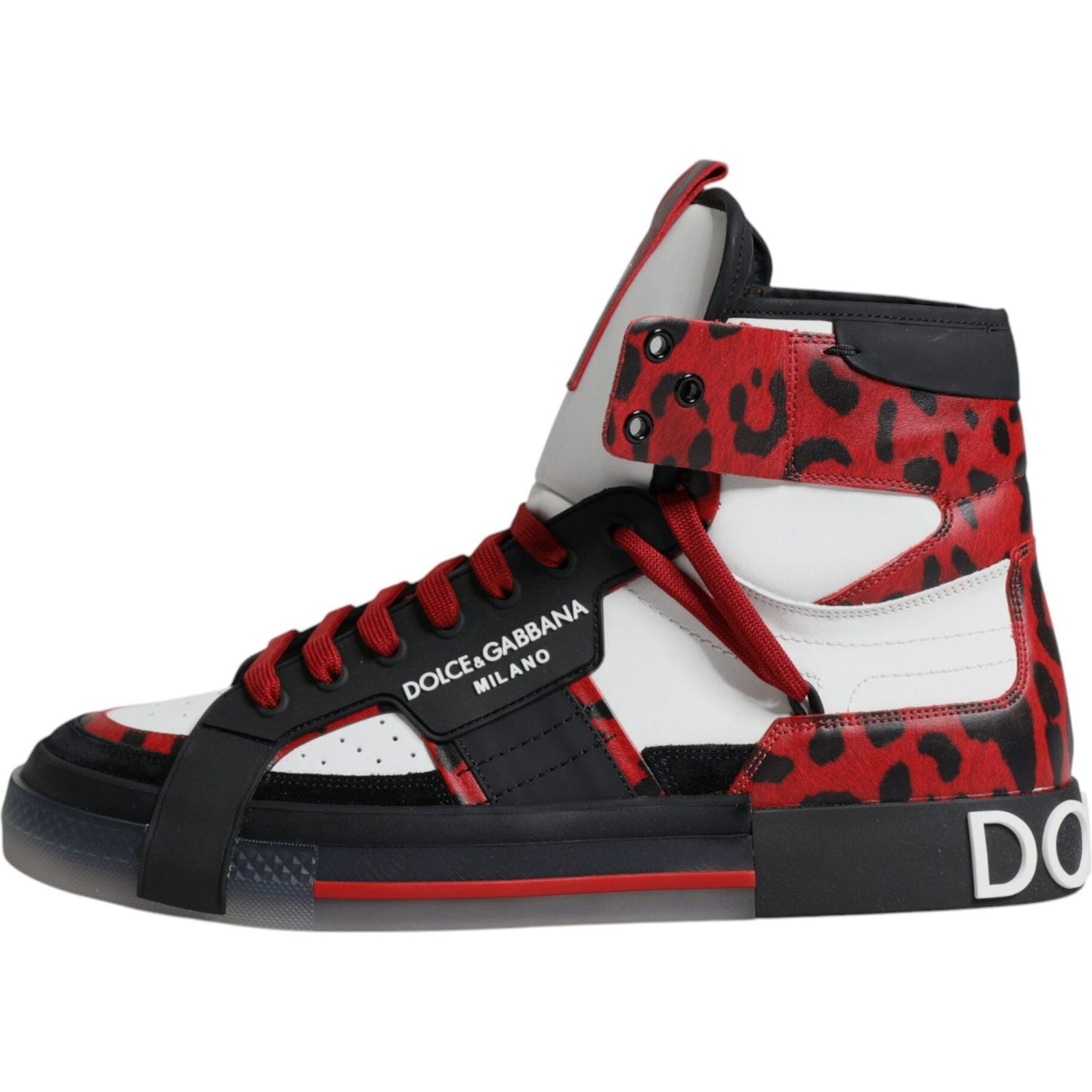 Dolce & Gabbana Multicolor Leather High Top Sneakers Shoes Dolce & Gabbana Gray