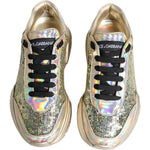 Dolce & Gabbana Gold Sequin Iridiscent Daymaster Sneakers Shoes