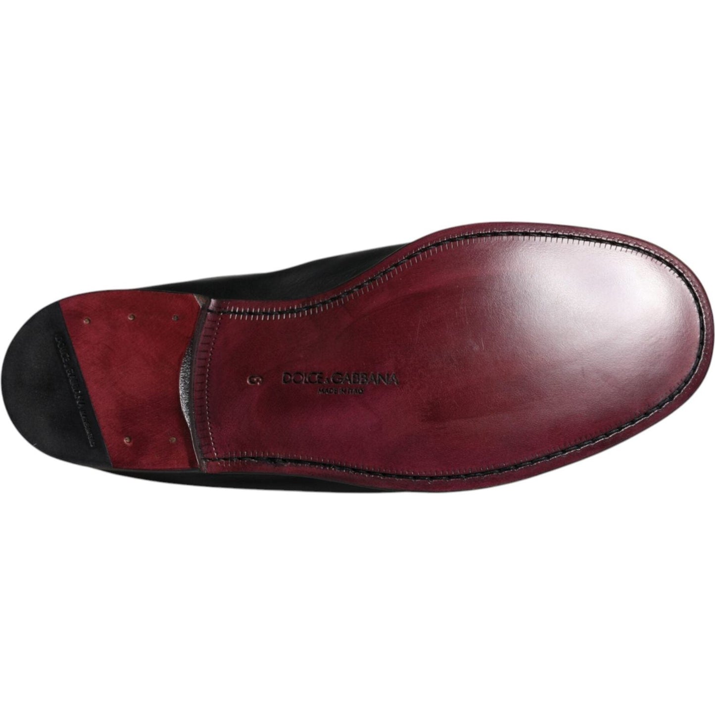 Dolce & Gabbana Black Logo Embroidered Leather Loafer Men Dress Shoes Dolce & Gabbana Dark Slate Gray