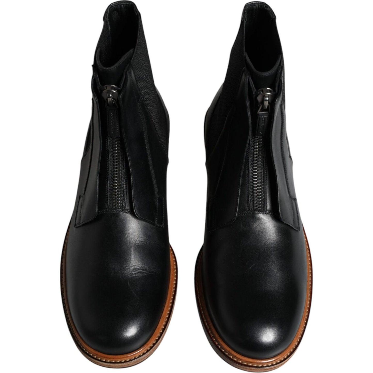 Dolce & Gabbana Black Leather Chelsea Mid Calf Men Boots Shoes Dolce & Gabbana Black